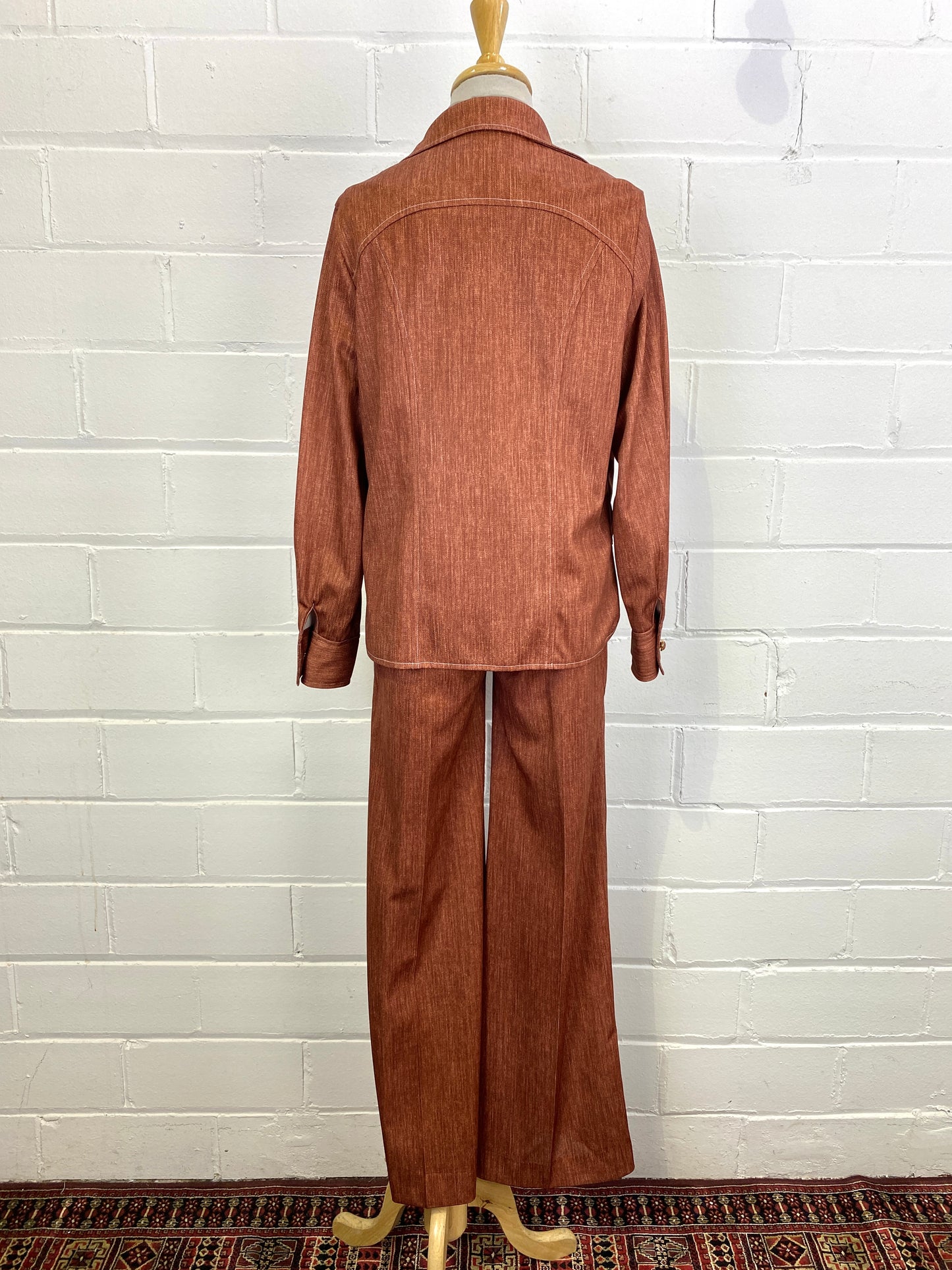 Vintage Deadstock 1970s Women's 2-Piece Rust Pant Suit, Richtone