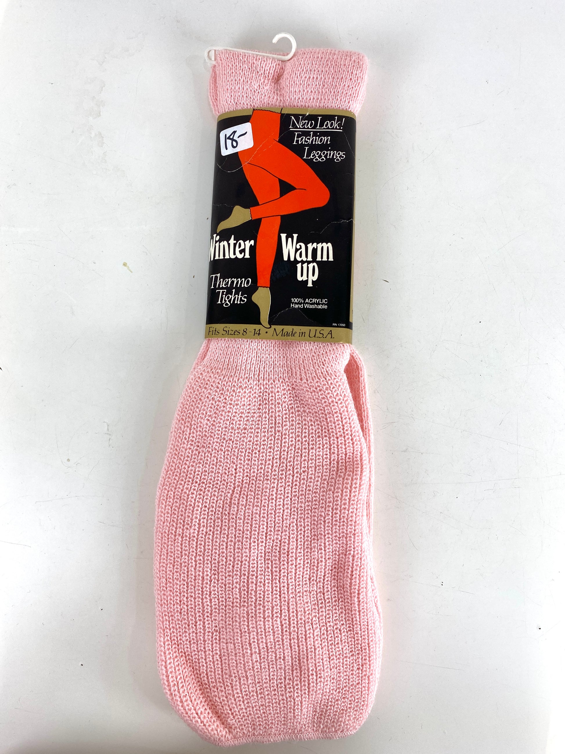 1980s Vintage Deadstock Winter Warm-Up Thermo Tights, Footless Red Knit Fashion Leggings, NOS