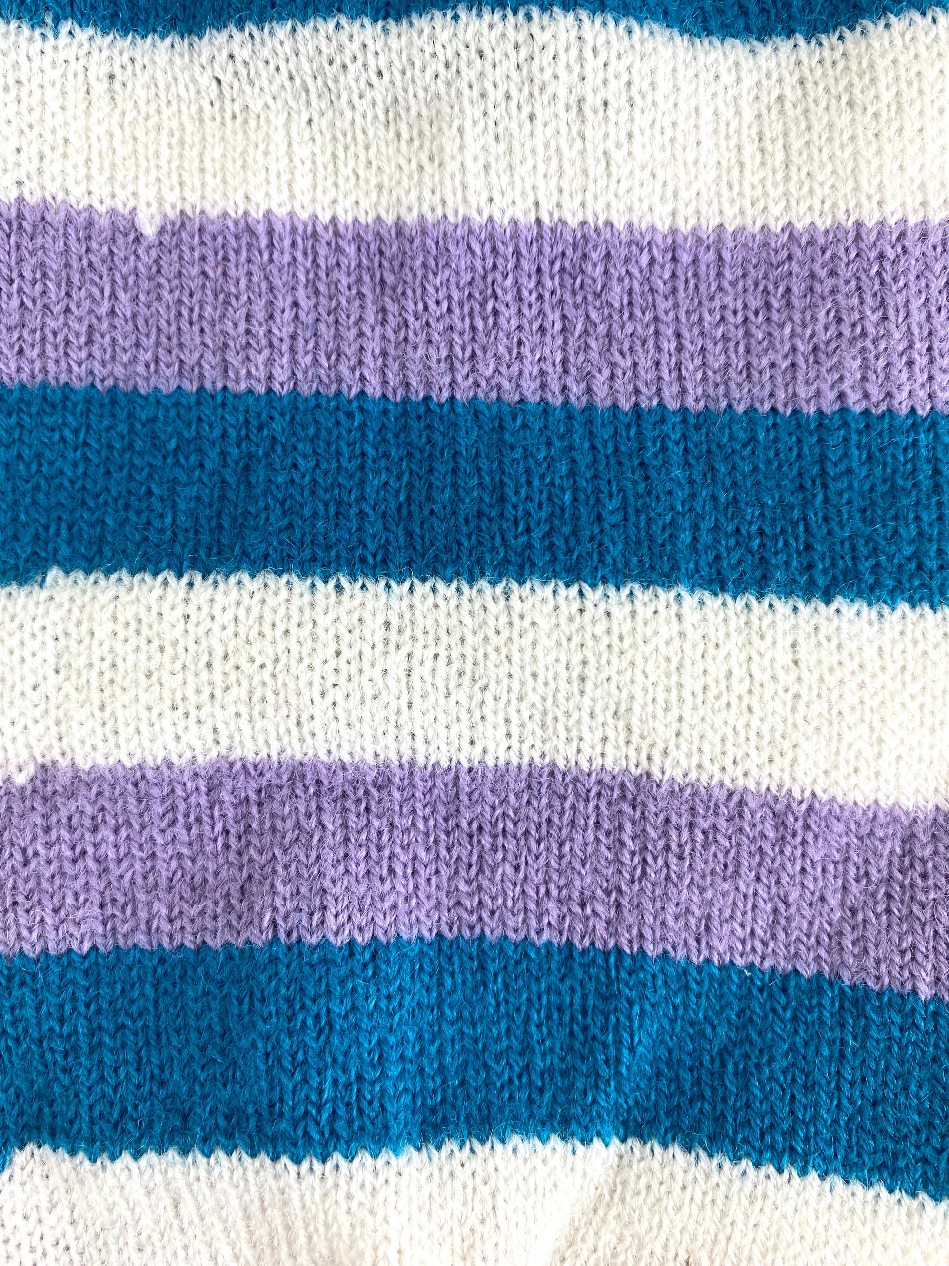 1980s Vintage Deadstock Acrylic Knit Leg Warmers, Blue/ Purple Stripe, NOS