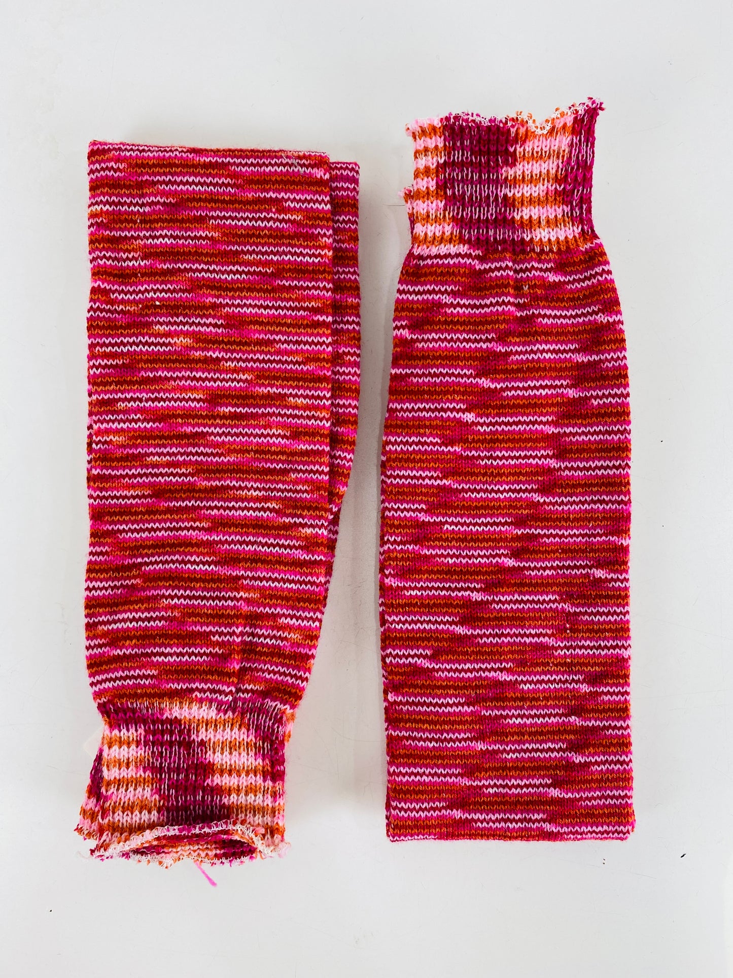 1980s Vintage Deadstock Knit Leg Warmers, Pink/ Orange Acrylic Leg Warmers, NOS