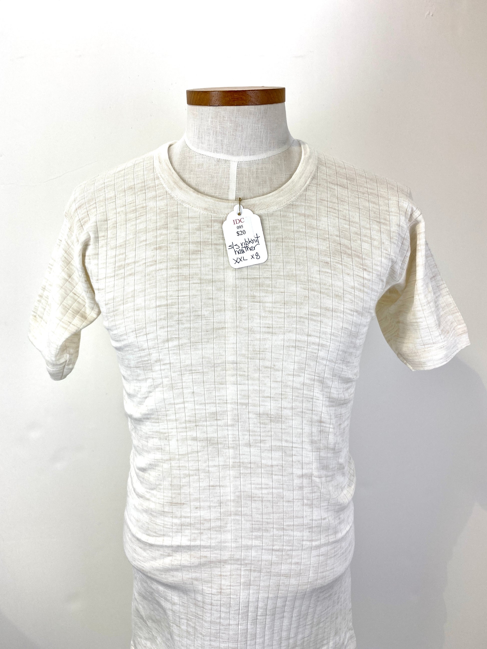 Vintage Deadstock Heather Rib-Knit Short Sleeve T-Shirt, NOS 