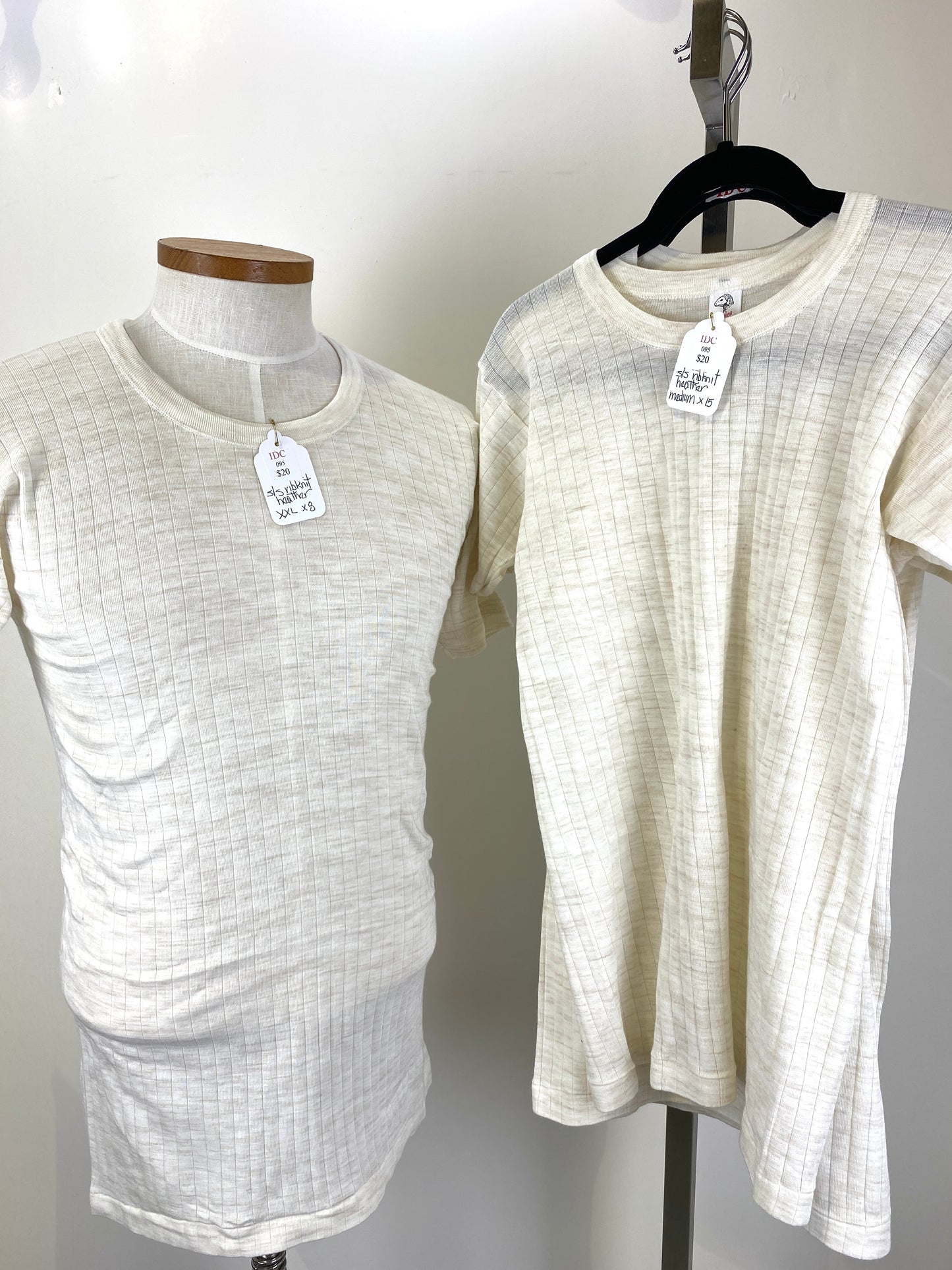 Vintage Deadstock Heather Rib-Knit Short Sleeve T-Shirt, NOS 