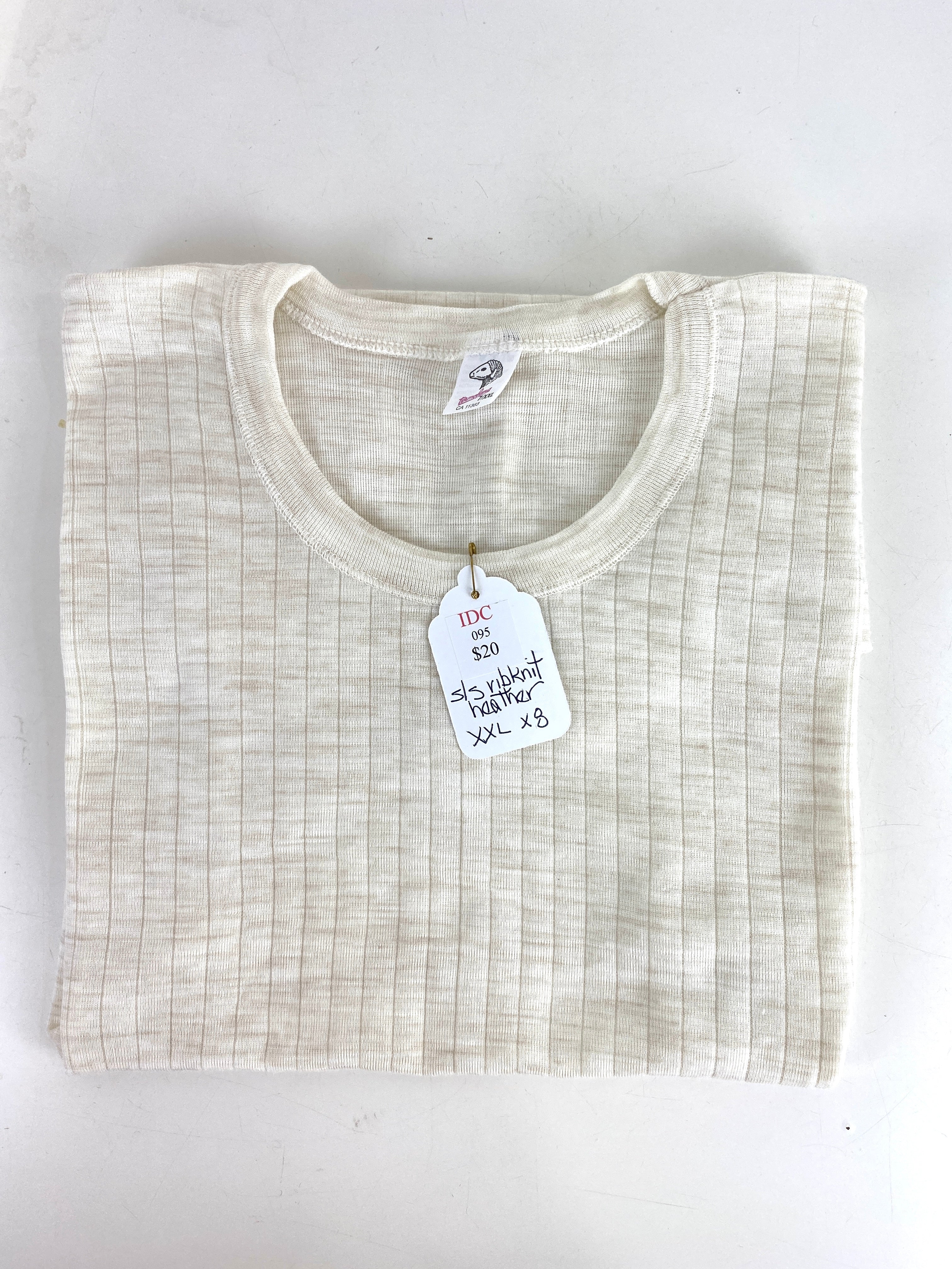 Vintage 1980s Deadstock Heather Rib-Knit Short Sleeve T-Shirt