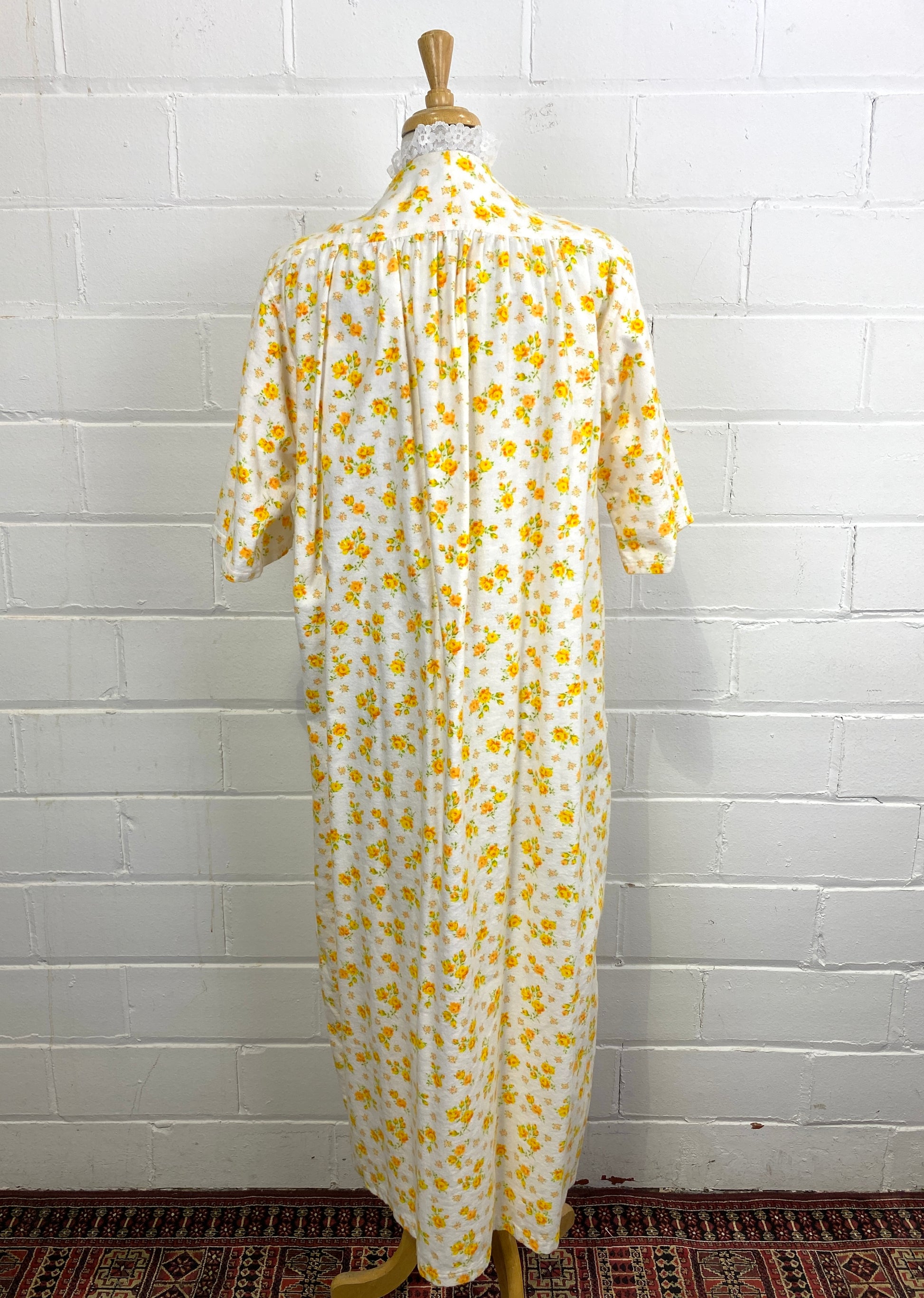 Vintage Deadstock Yellow Floral Flannel Night Dress, Large Doubles, NO Ian Drummond Vintage Vintage Deadstock Yellow Floral Flannel Night Dress, Large Doubles, NO Ian Drummond Vintage