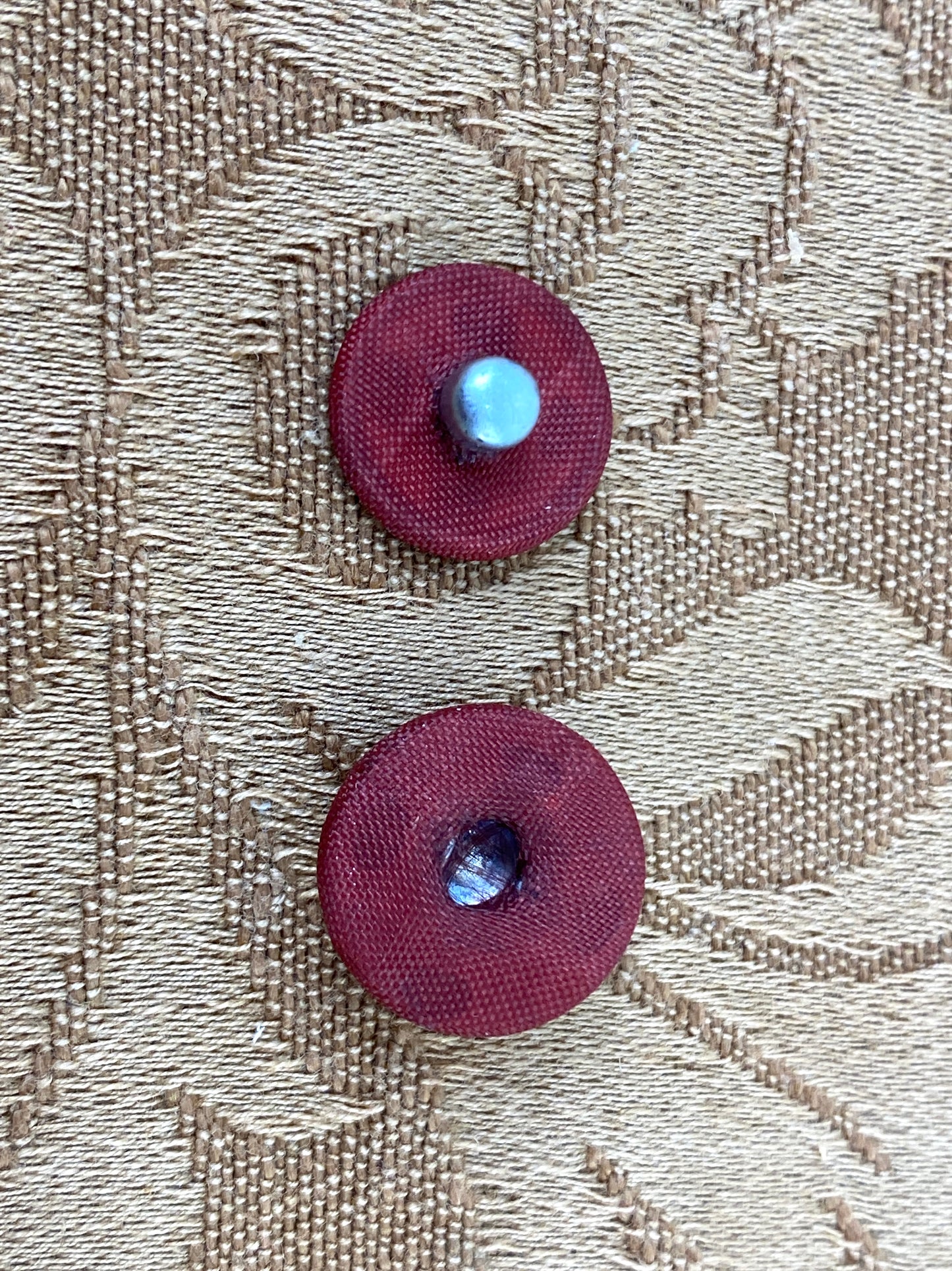Antique Victorian Wine/ Burgundy Fabric Covered Snap Fasteners x36