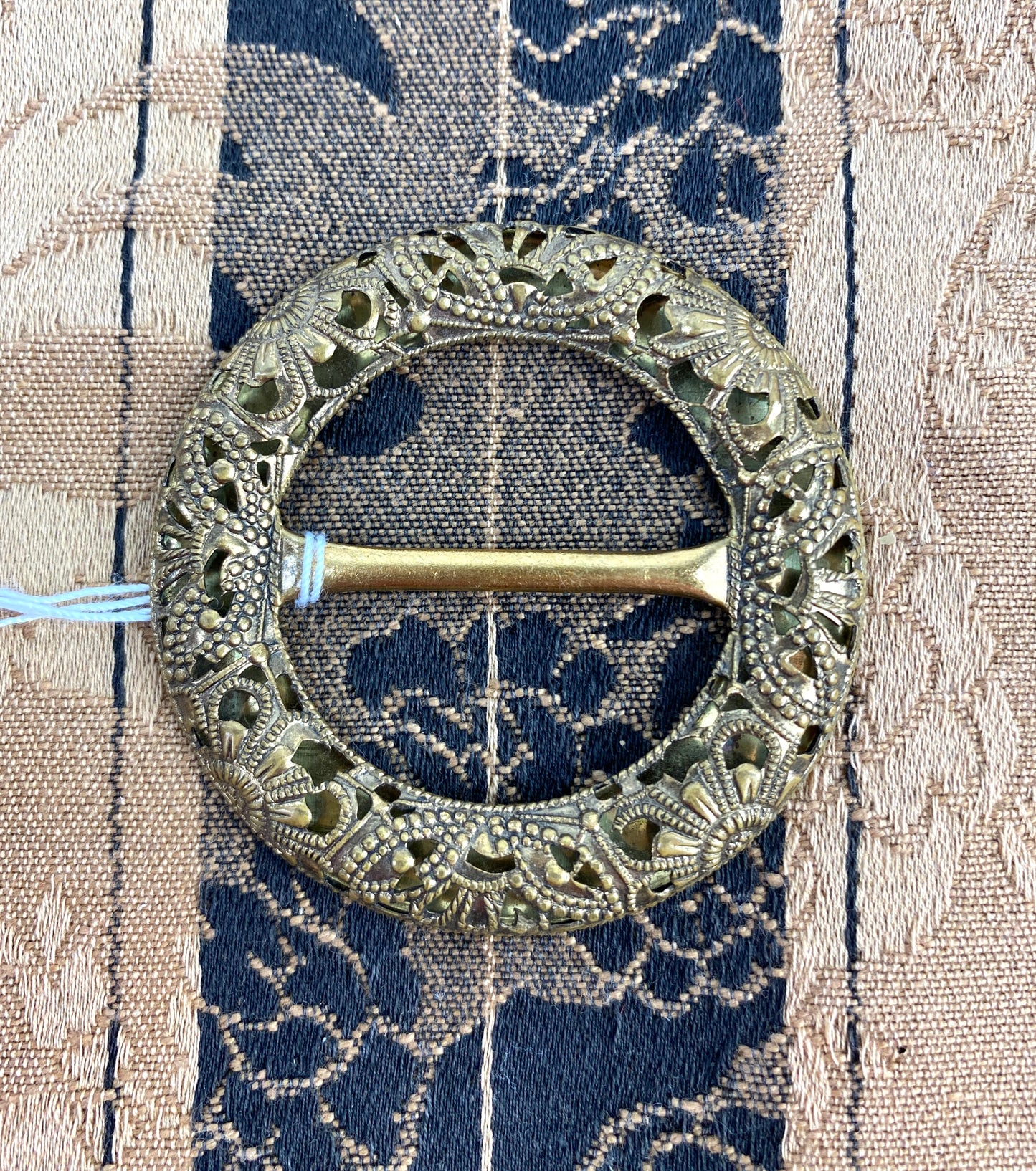 Antique Victorian Art Nouveau Circular Brass Belt Buckle 