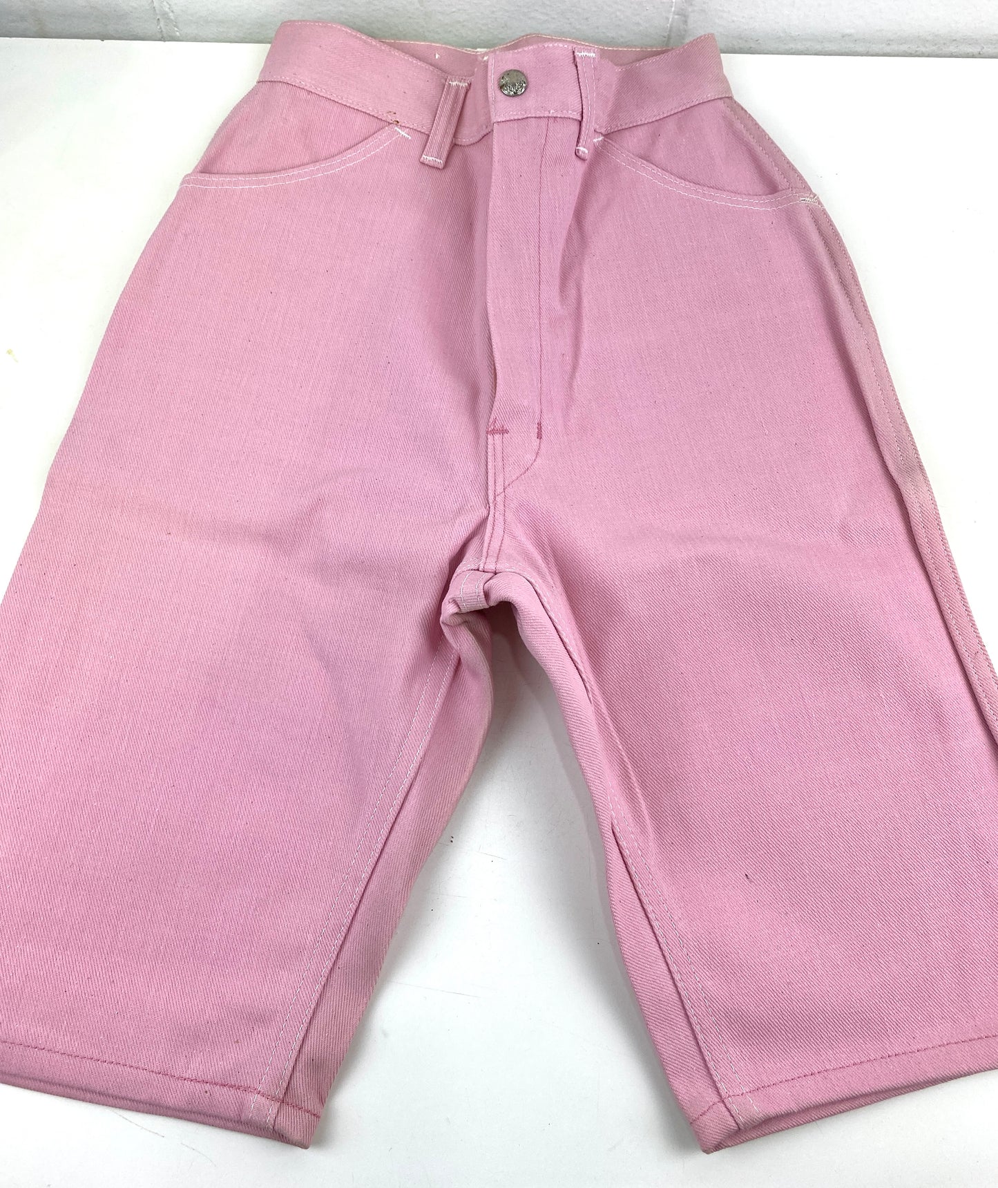 Vintage 1970s Deadstock Girls Jeans, Kids 'Big Yank' Cut-Off Jean Shorts, Pink Denim, NOS