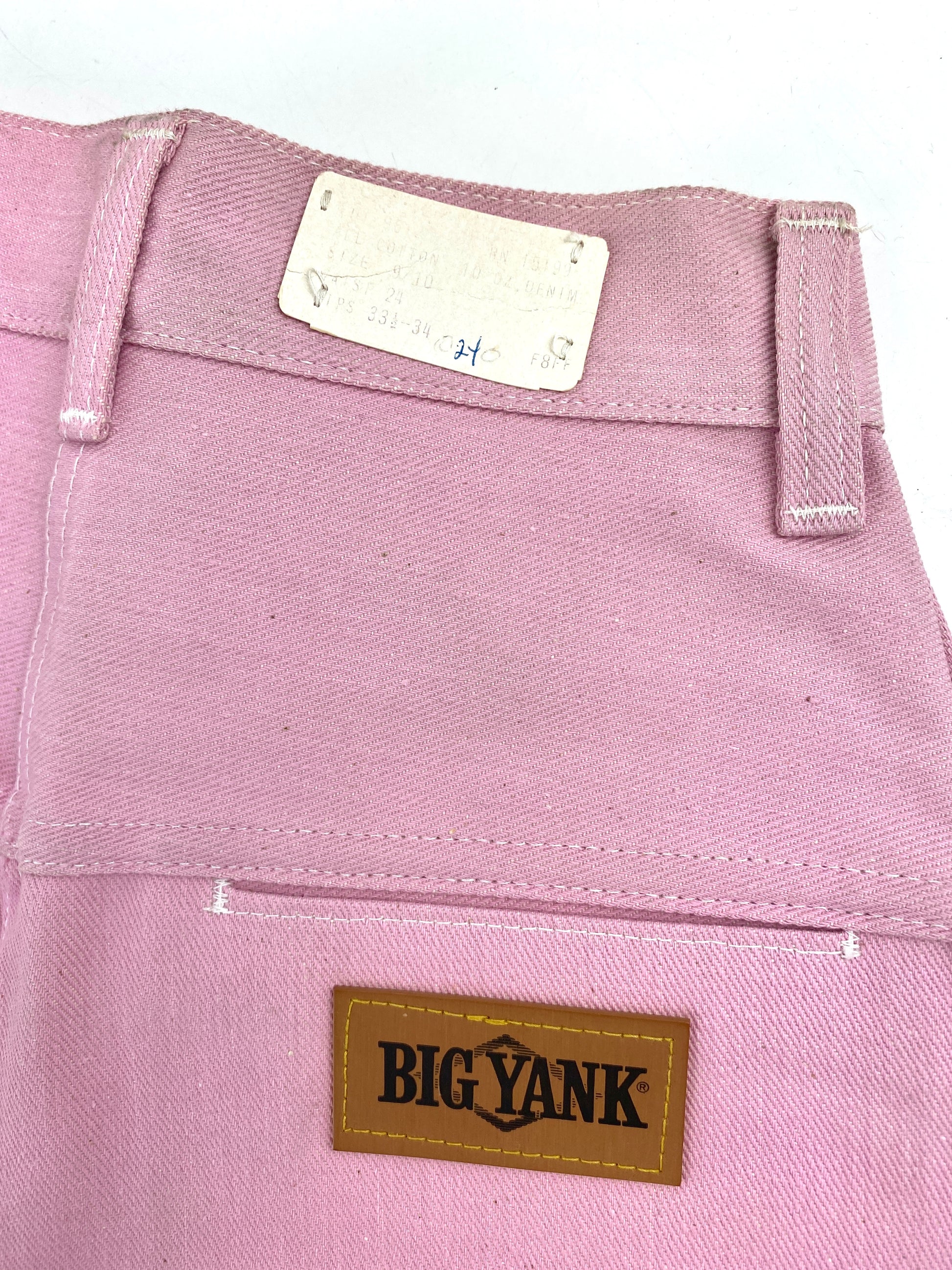 Vintage 1970s Deadstock Girls Jeans, Kids 'Big Yank' Cut-Off Jean Shorts, Pink Denim, NOS