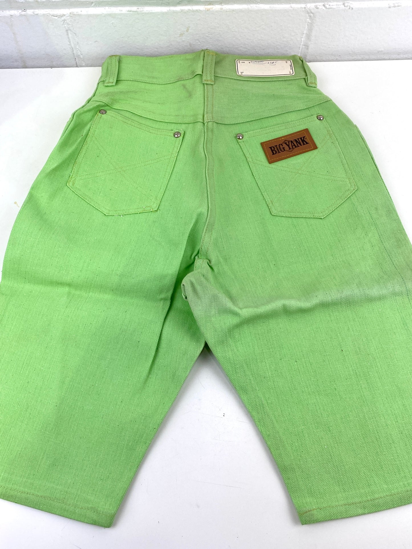 Vintage 1970s Deadstock Girls Jeans, Kids 'Big Yank' Cut-Off Jean Shorts, Green Denim, NOS