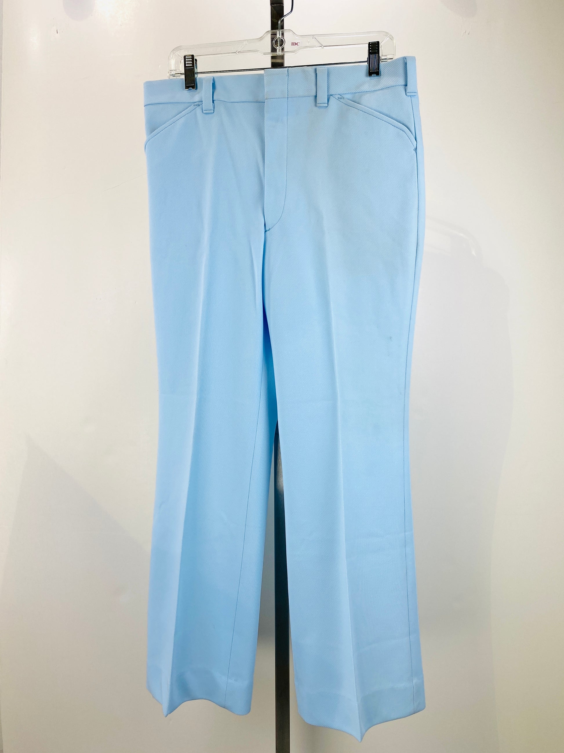 Vintage 1970s Deadstock Lee Polyester Flared Trousers, Men's Blue Slacks, NOS