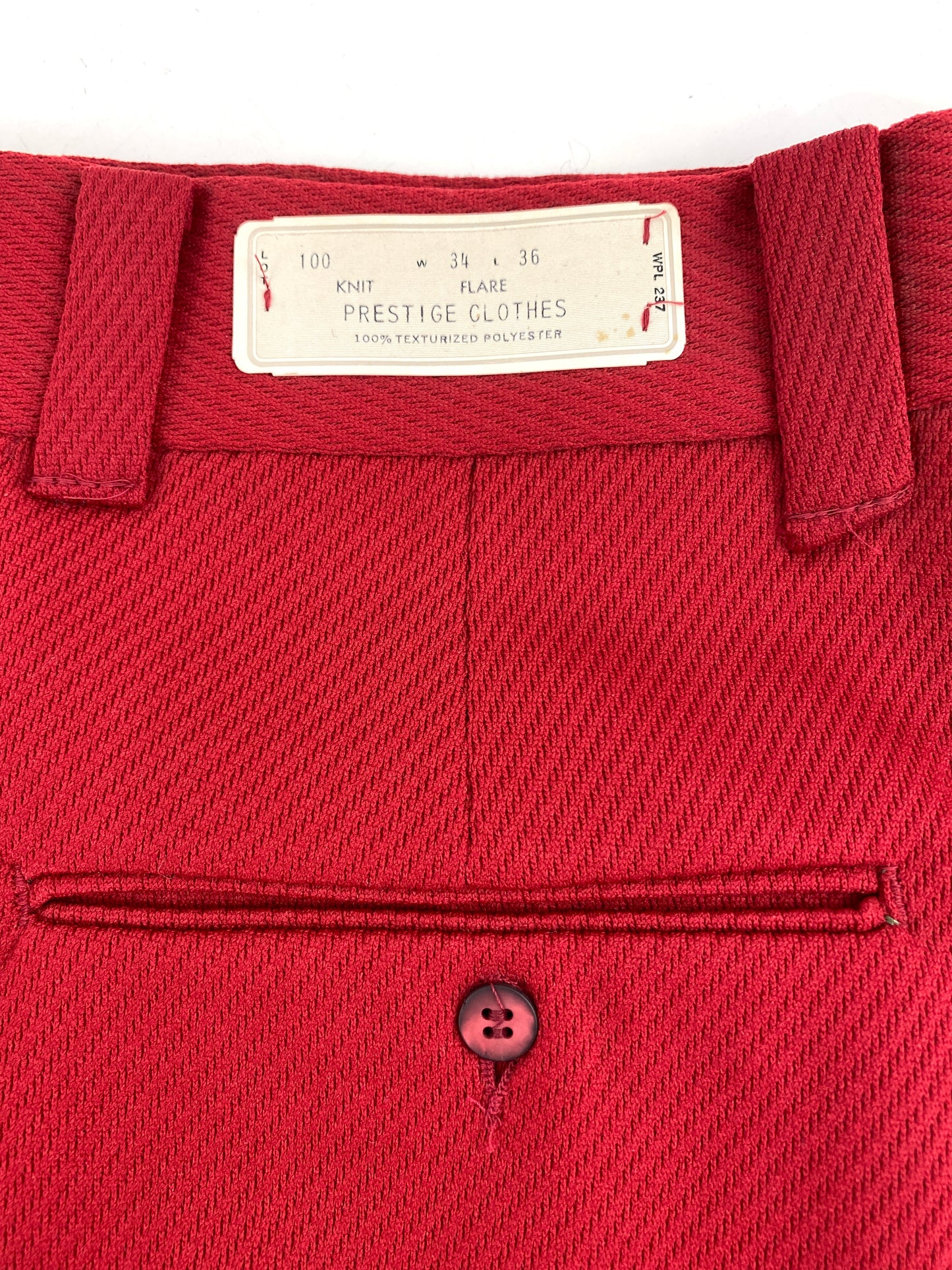 Vintage 1970s Deadstock Polyester Flared Trousers, Men's Red Slacks, NOS
