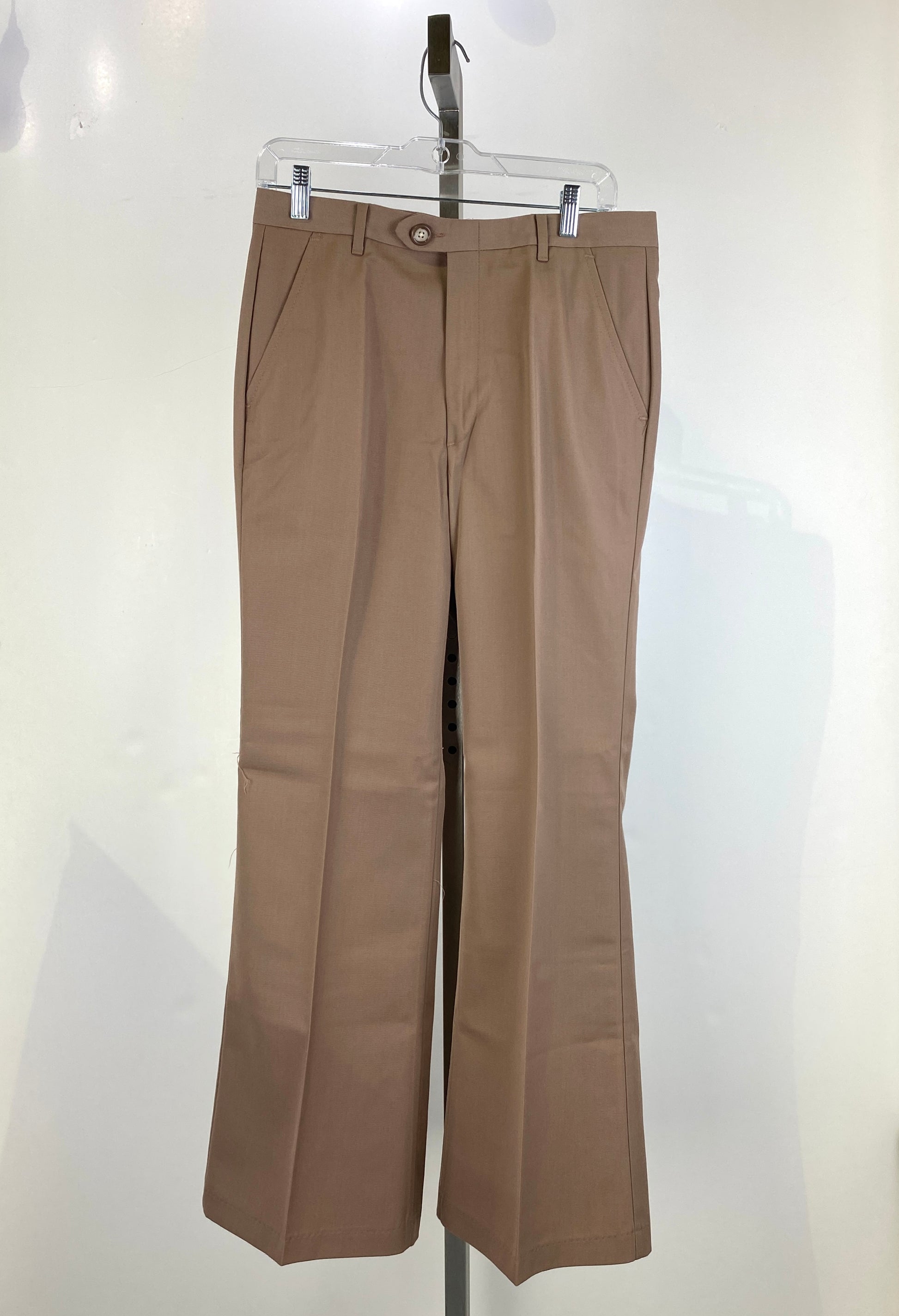 Vintage 1970s Deadstock Flared Poly Trousers, Men's Brown Slacks, NOS