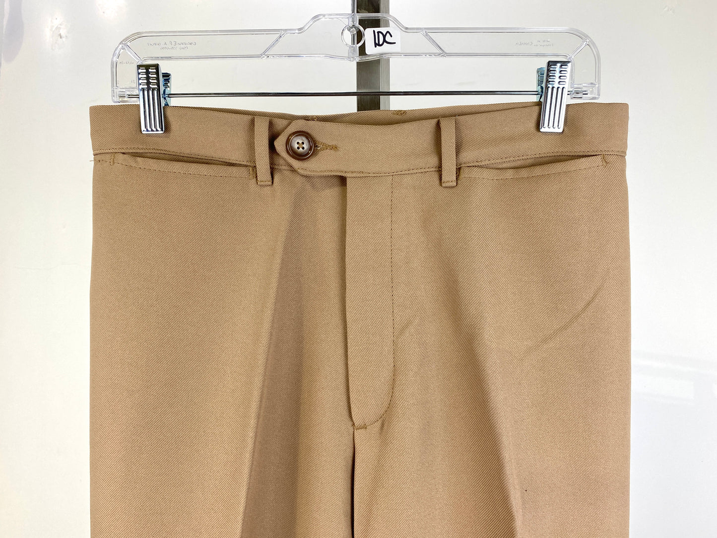 Vintage 1970s Deadstock Flared Poly Trousers, Men's Tan Slacks, NOS