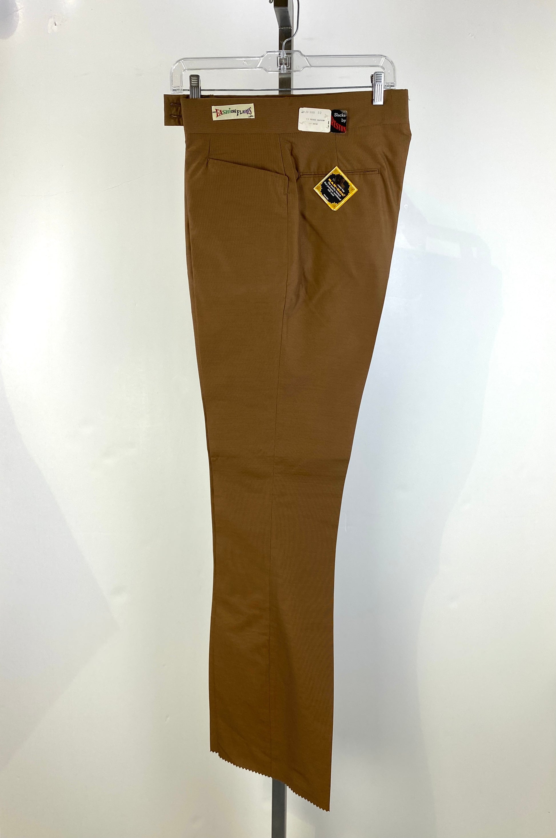 Vintage 1970s Deadstock Flared Trousers, Men's Brown Slacks, NOS
