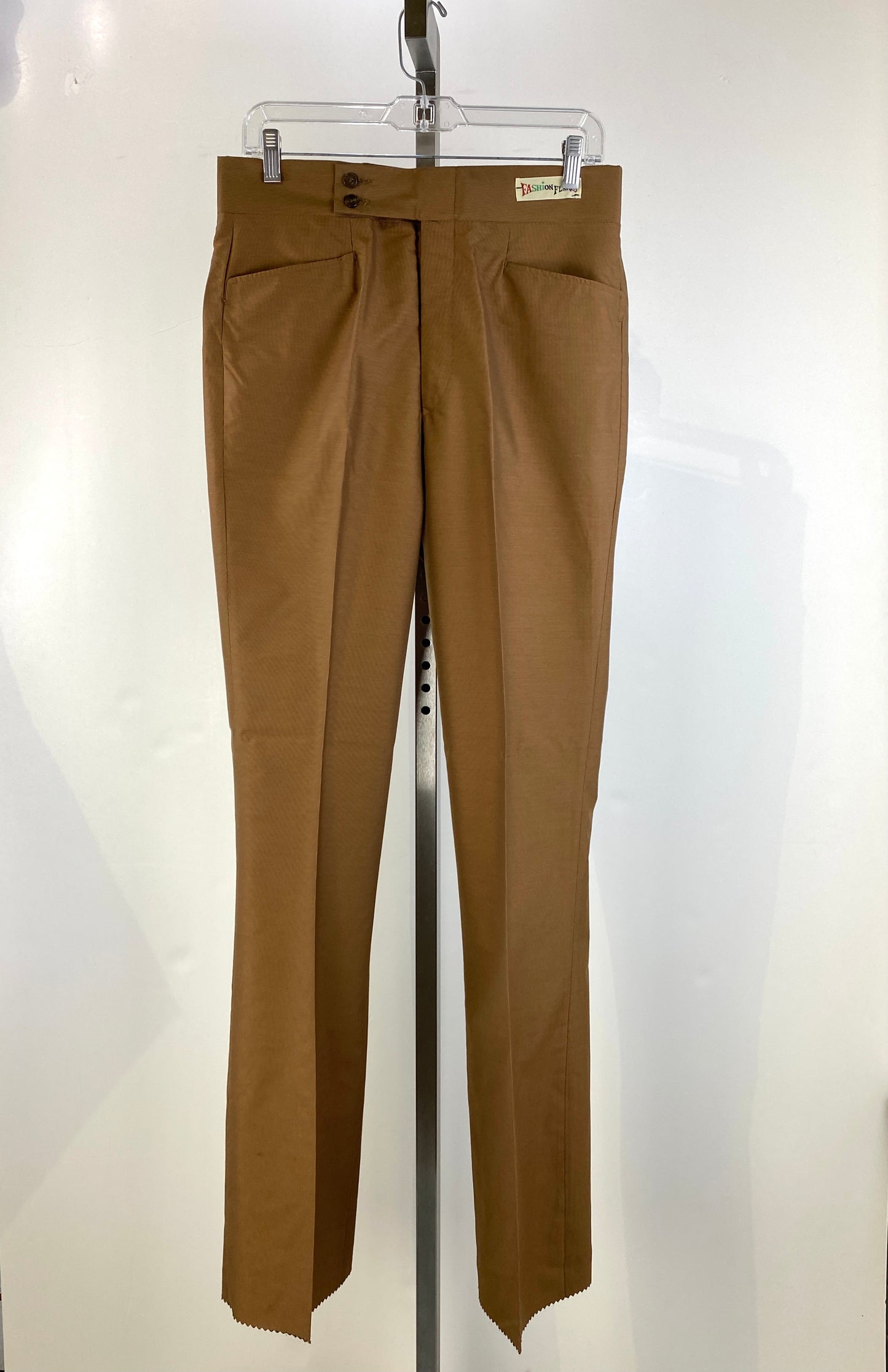 Vintage 1970s Deadstock Flared Trousers, Men's Brown Slacks, NOS