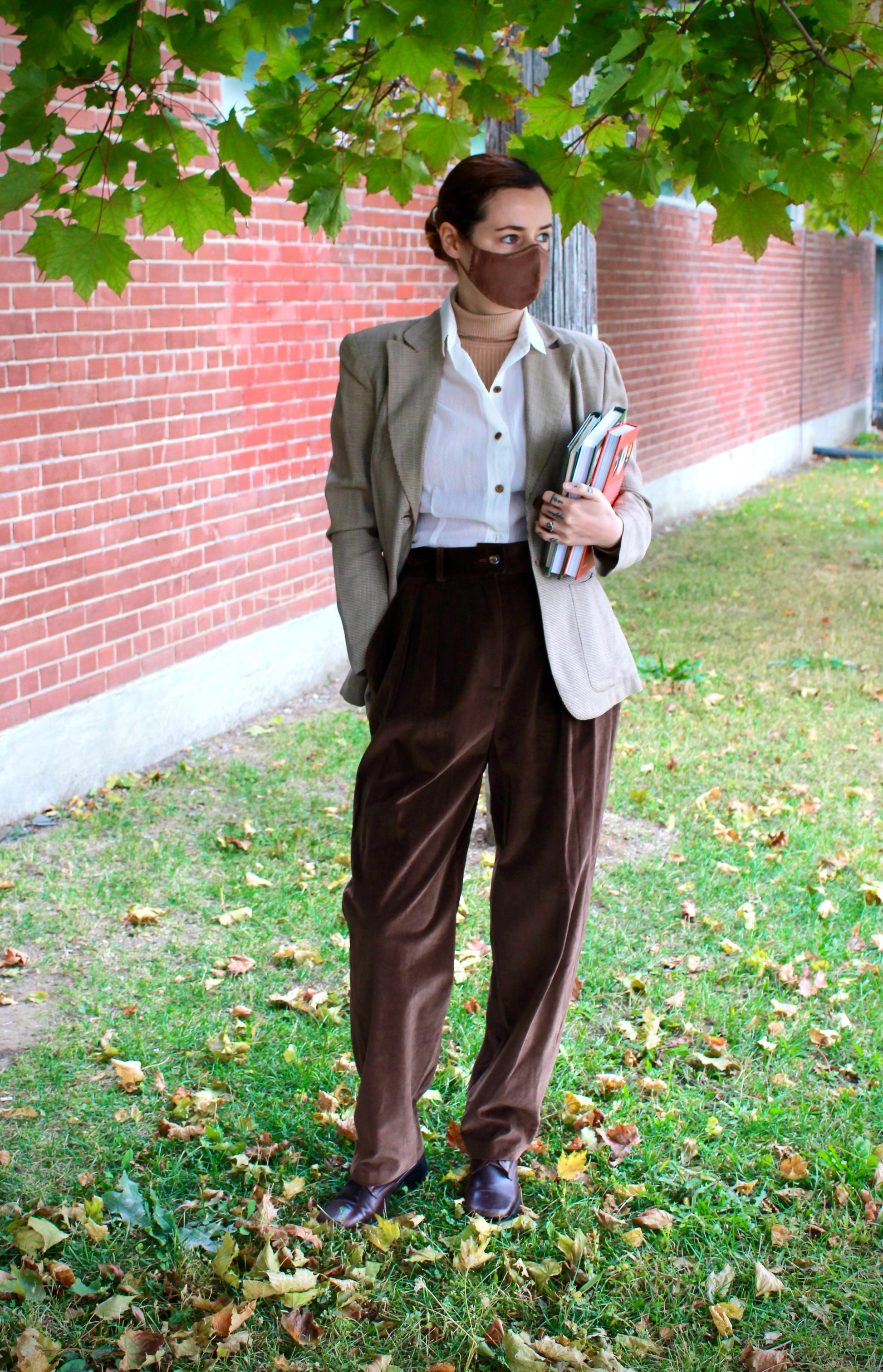 1930s 1940s Ladies Suit Trousers Vintage Style, Beige Brown