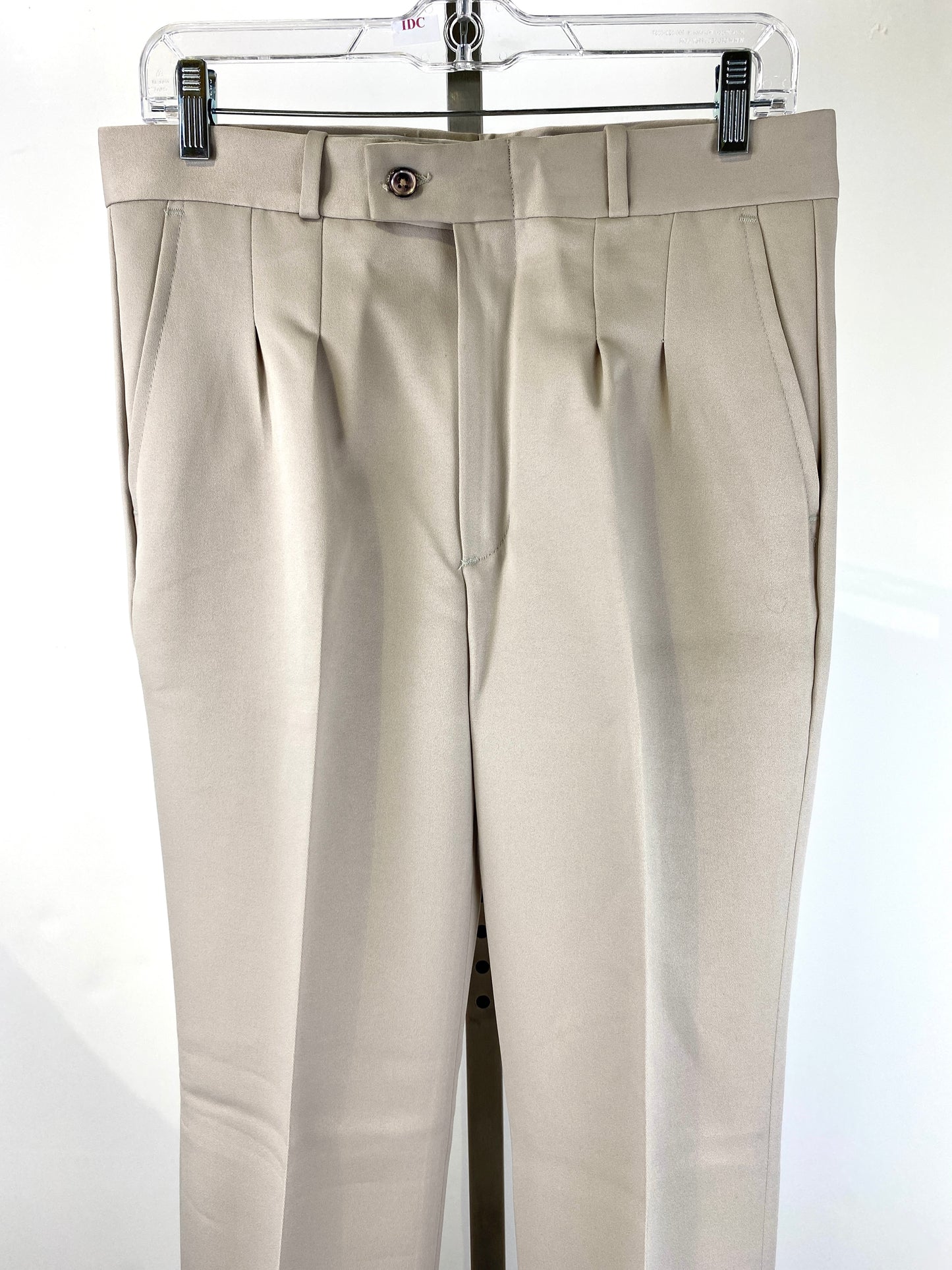 Vintage 1970s Deadstock Straight-Leg Polyester Trouser's, Men's Beige Slacks, NOS