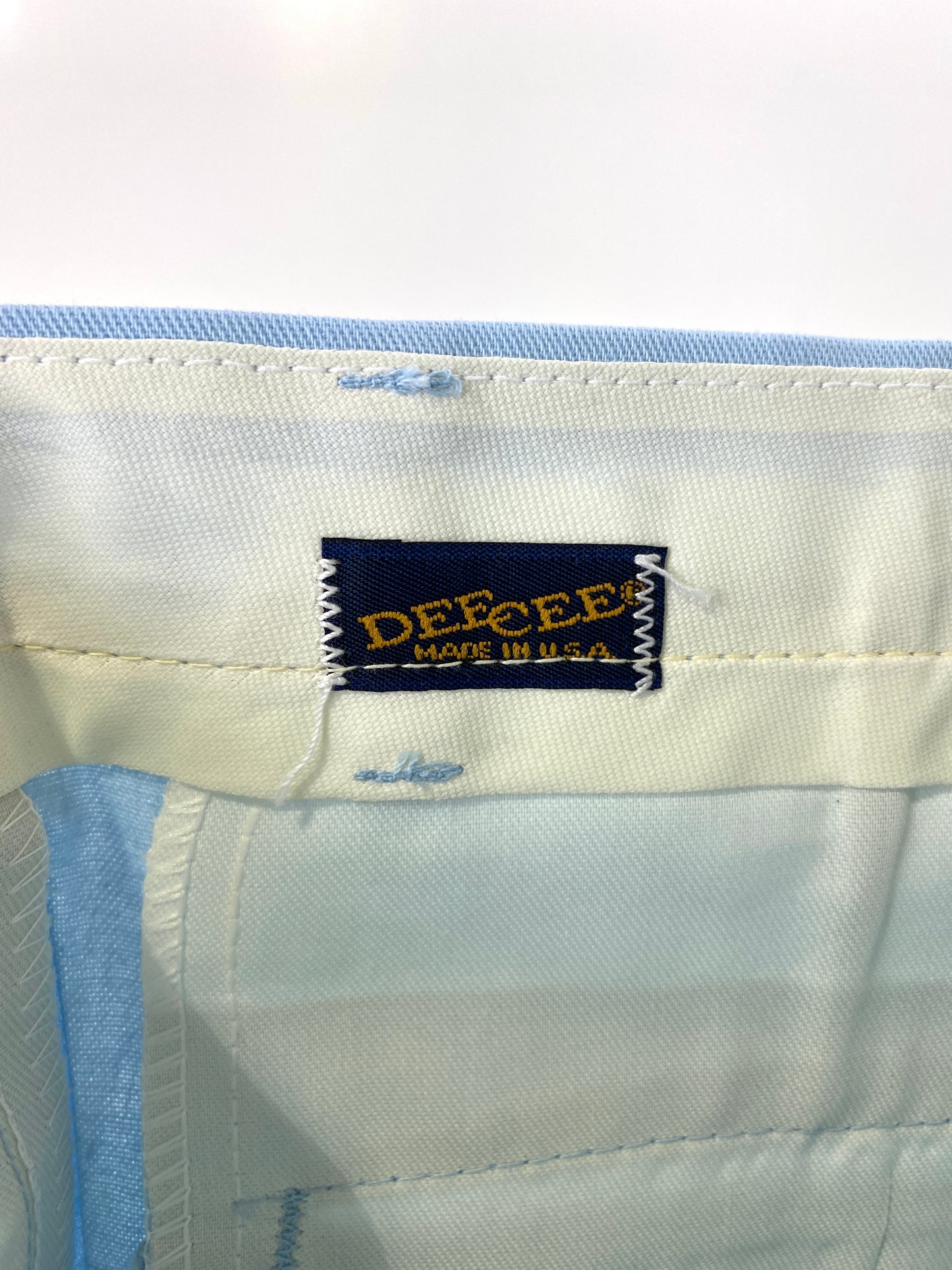 Vintage 1970s Deadstock Straight-Leg Polycotton Trousers, Men's Blue 'Dee Cee' Slacks, NOS