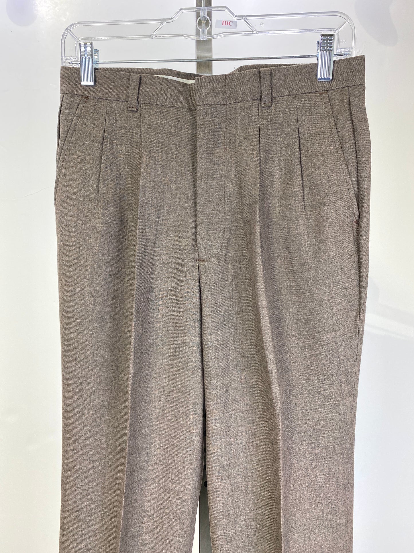 Vintage 1970s Deadstock Slacks, Men's Brown Polywool Trousers, NOS