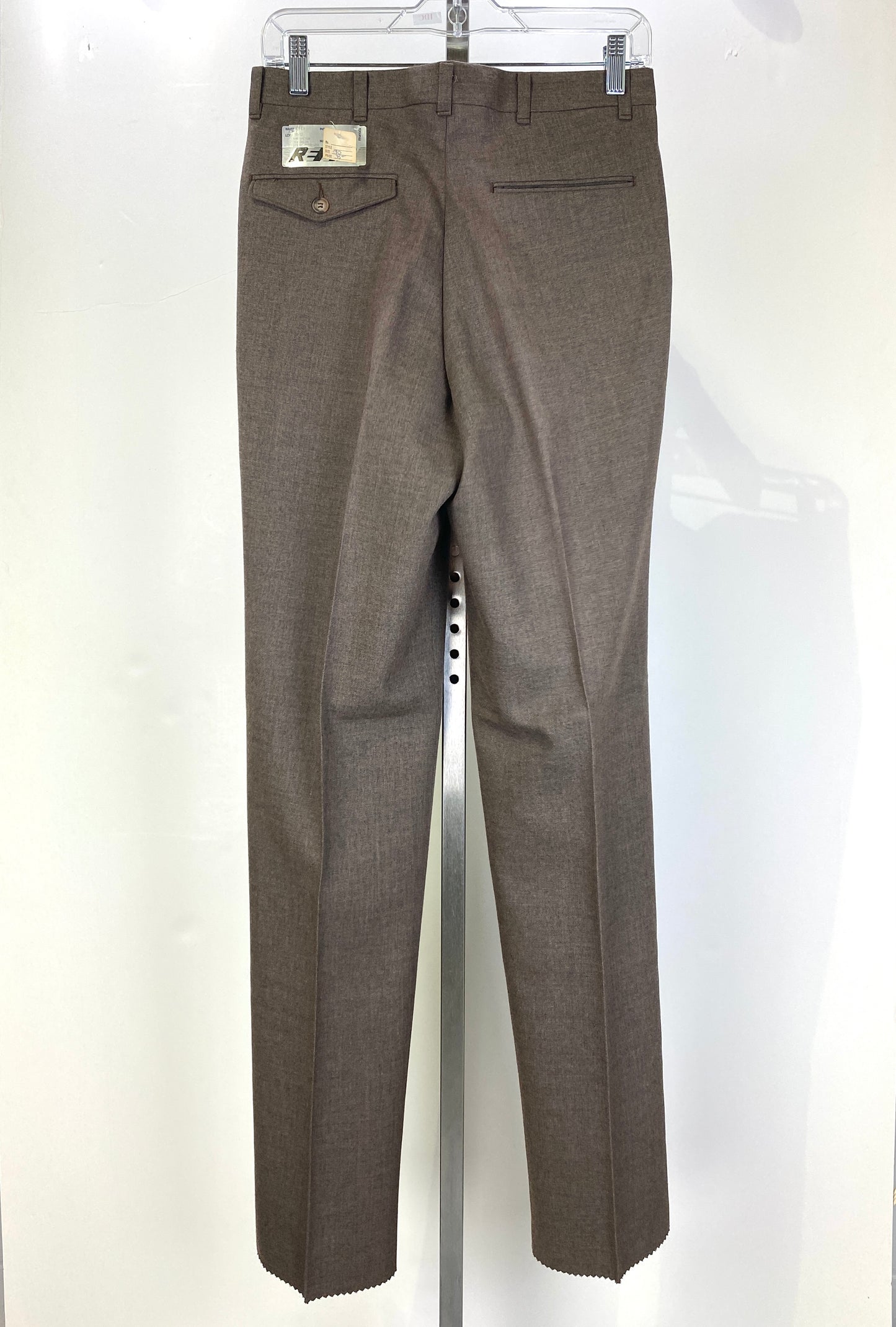 Vintage 1970s Deadstock Slacks, Men's Brown Polywool Trousers, NOS