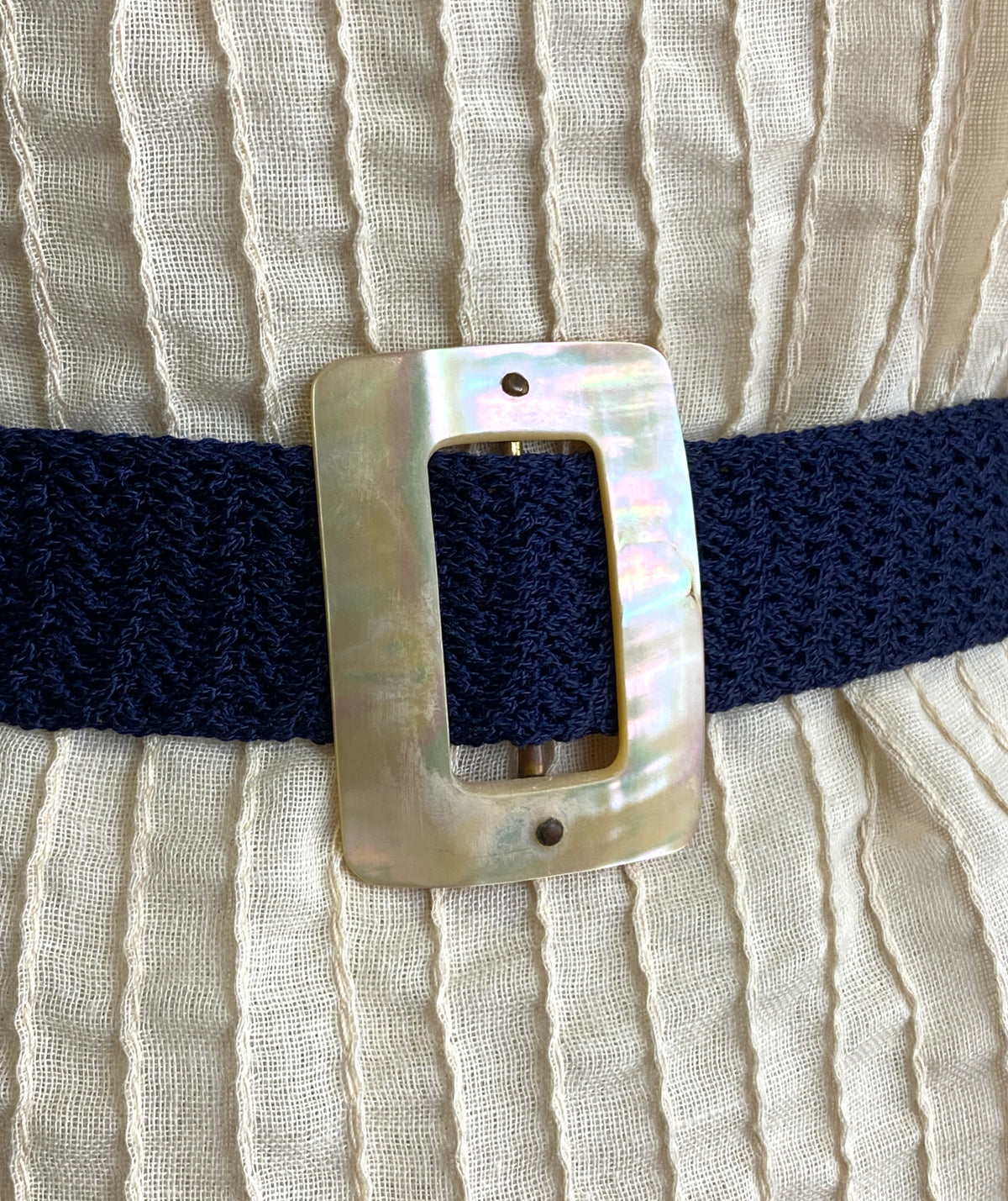 Antique Victorian Mother of Pearl Rectangular Belt Buckle 