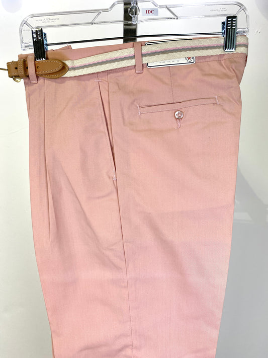 Vintage 1970s Deadstock Dee Cee Slacks, Men's Pink Belted Trousers, NOS