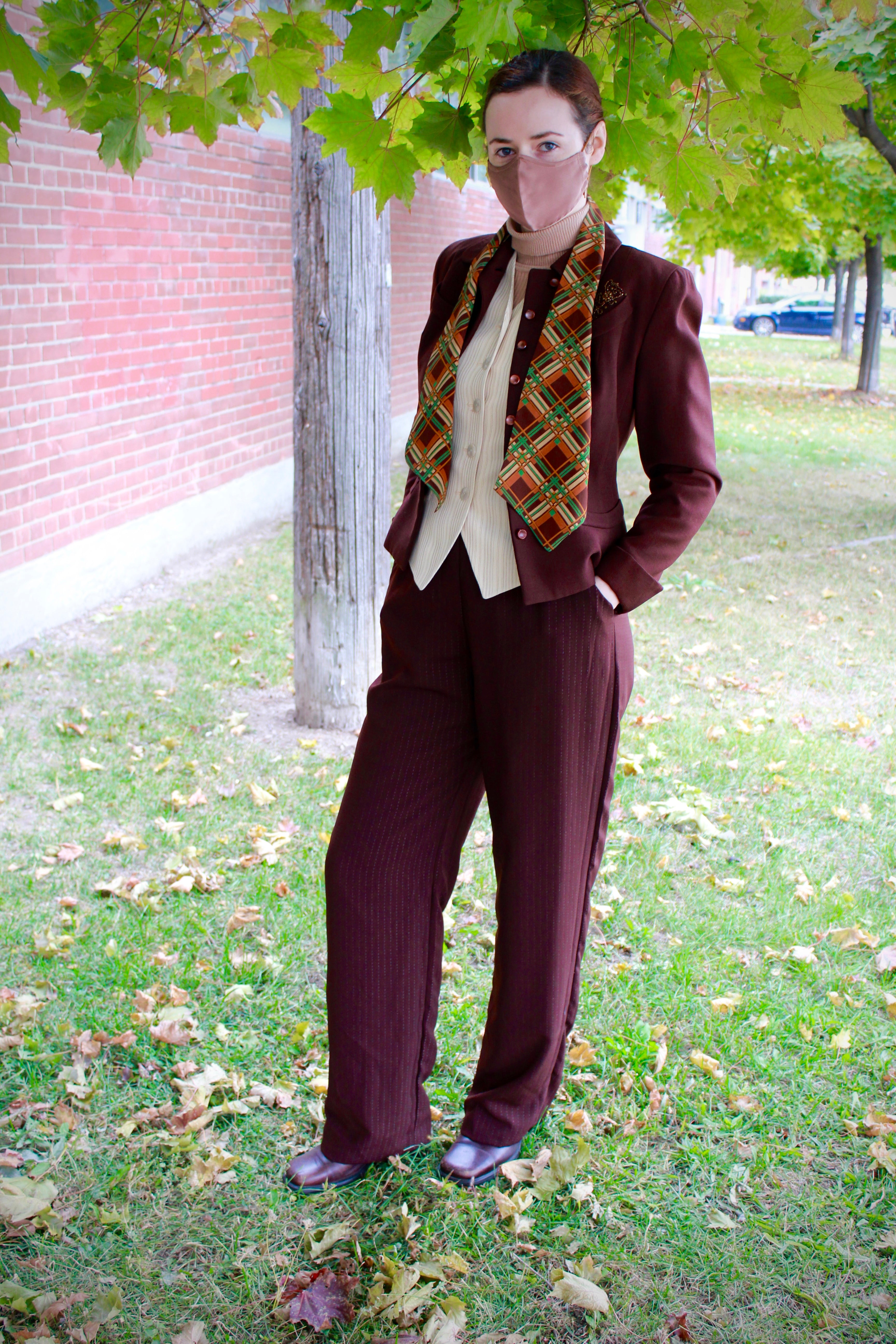 Vintage 1930s/ 40s Green & Brown Plaid Silk Scarf – Ian Drummond