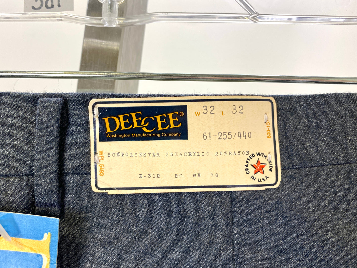Vintage 1970s Deadstock Dee Cee Slacks, Men's Blue-Grey Trousers, NOS