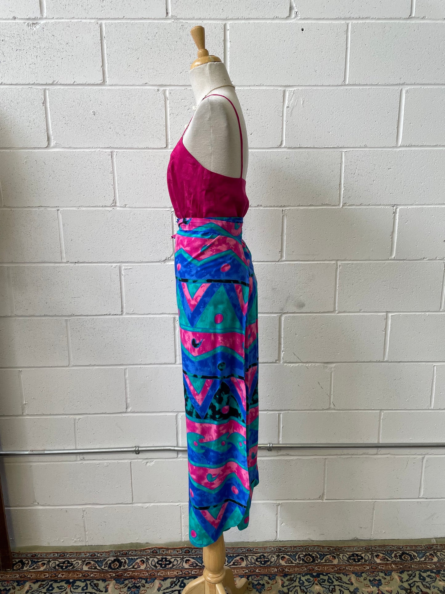 90s Abstract Print Wrap Skirt, Waist 30"