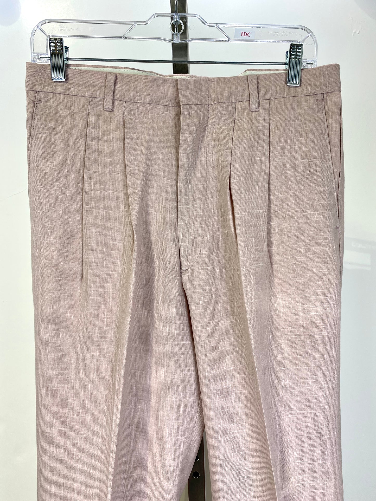 Vintage 1970s Deadstock Dee Cee Slacks, Men's Pink Linen-Look Pants, NOS