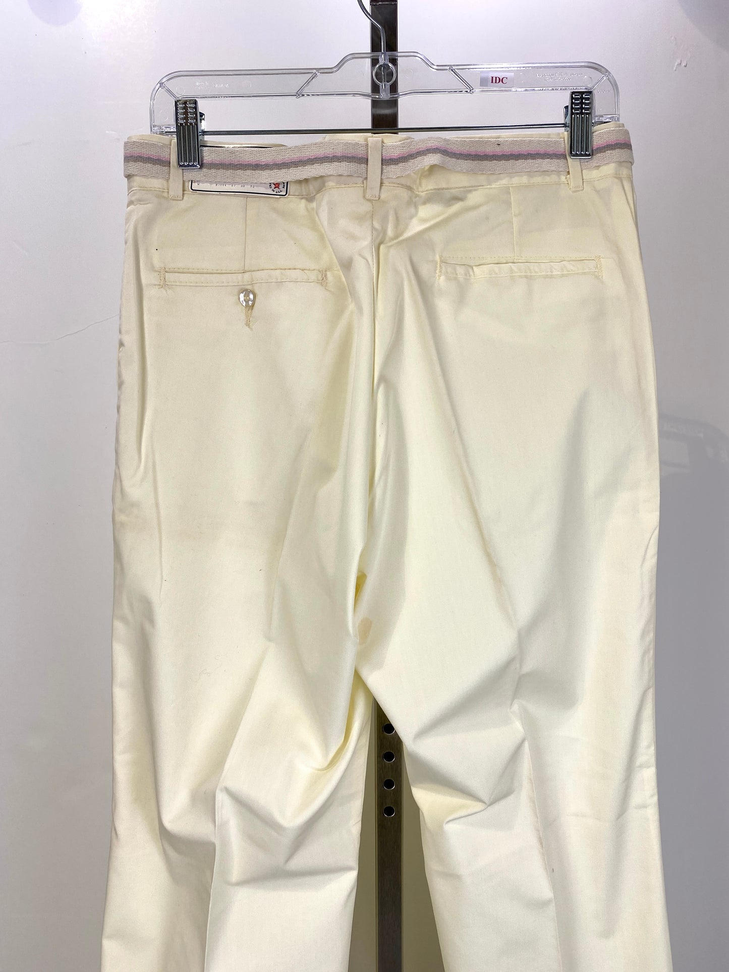 Vintage 1970s Deadstock Dee Cee Slacks, Men's Yellow Belted Pants, NOS