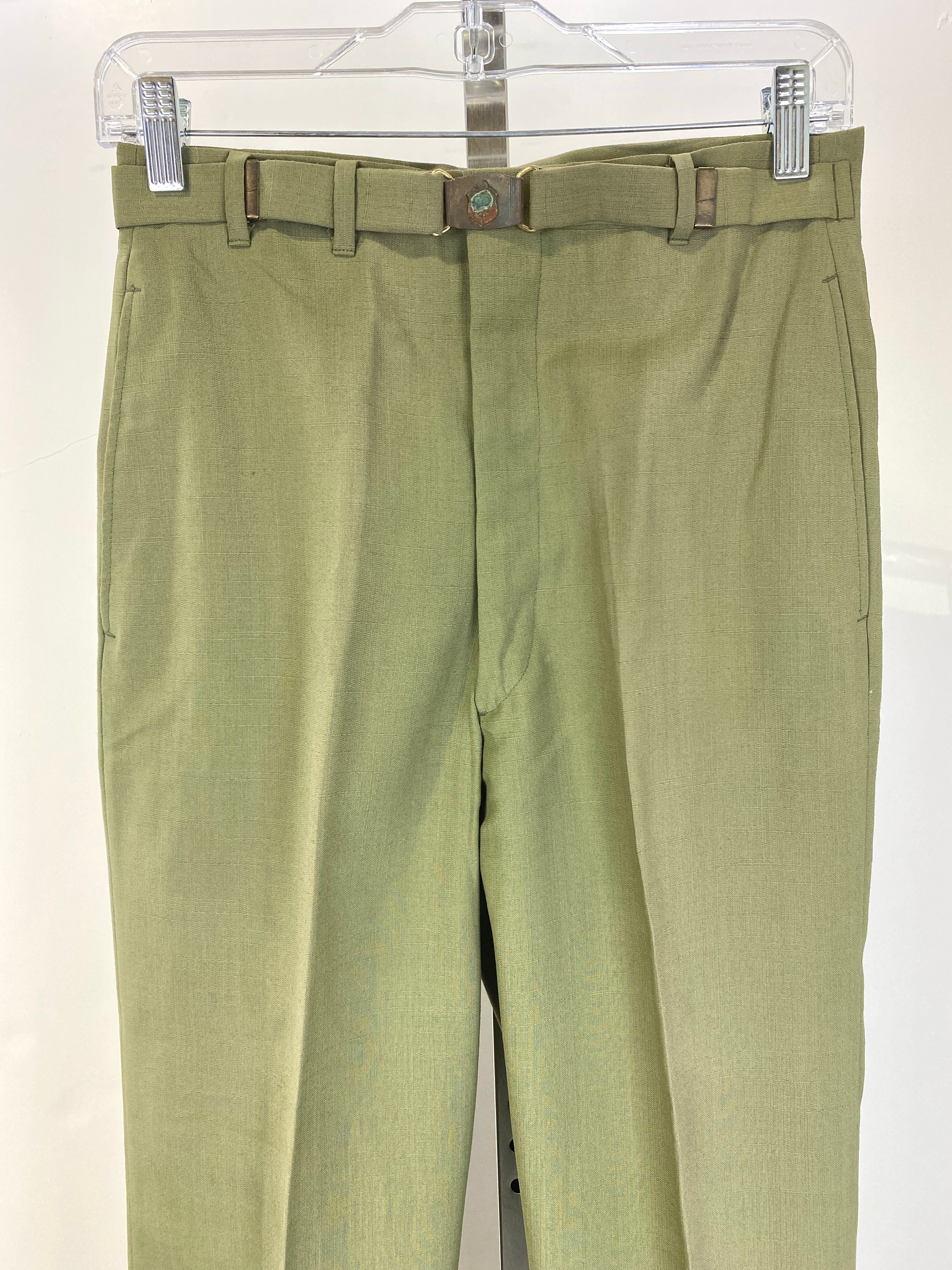 Vintage 1960s Deadstock Green Straight-Leg Slacks, Men's Polyester