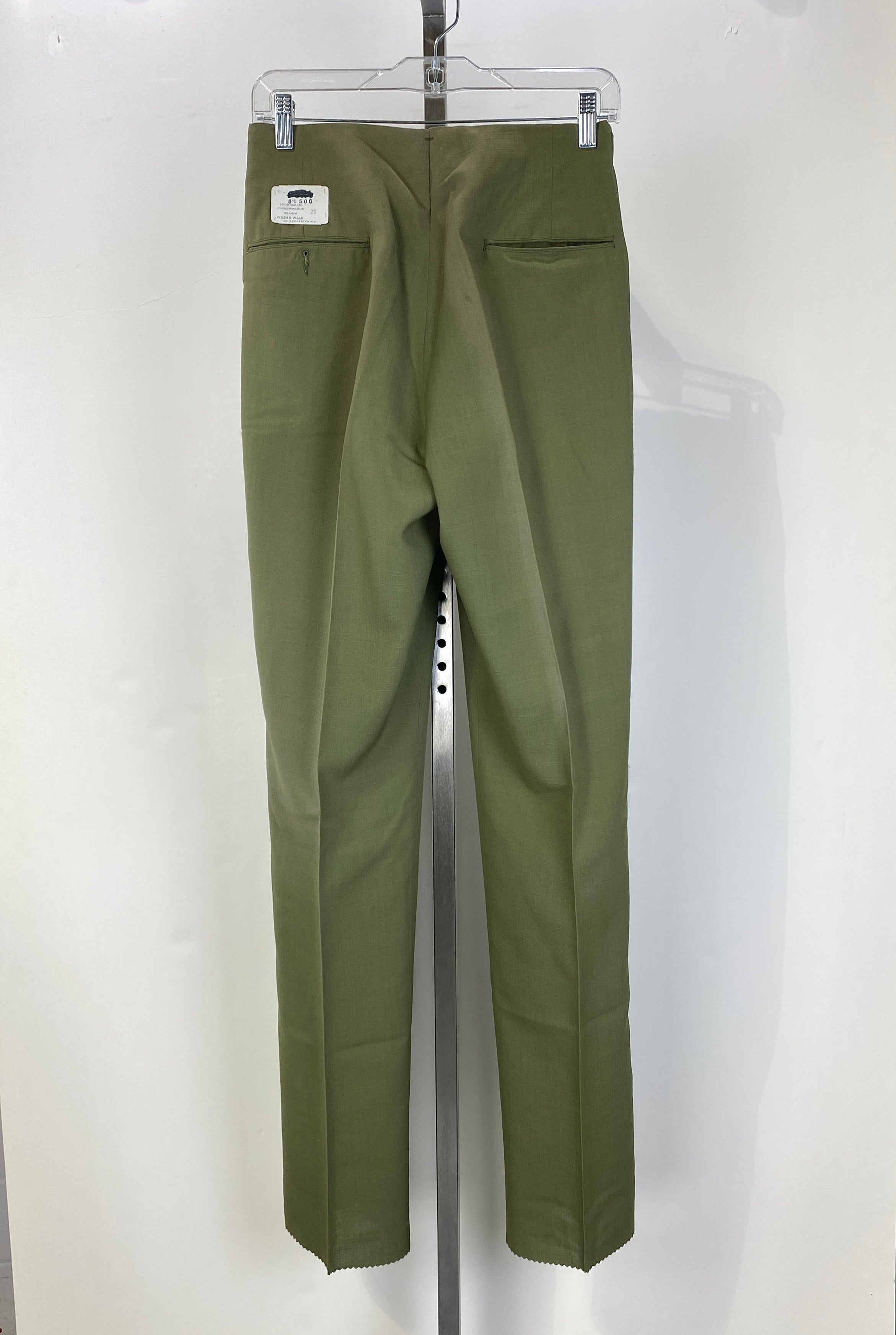 Vintage 1960s Deadstock Green Straight-Leg Slacks, Men's Polyester  Trousers, NOS