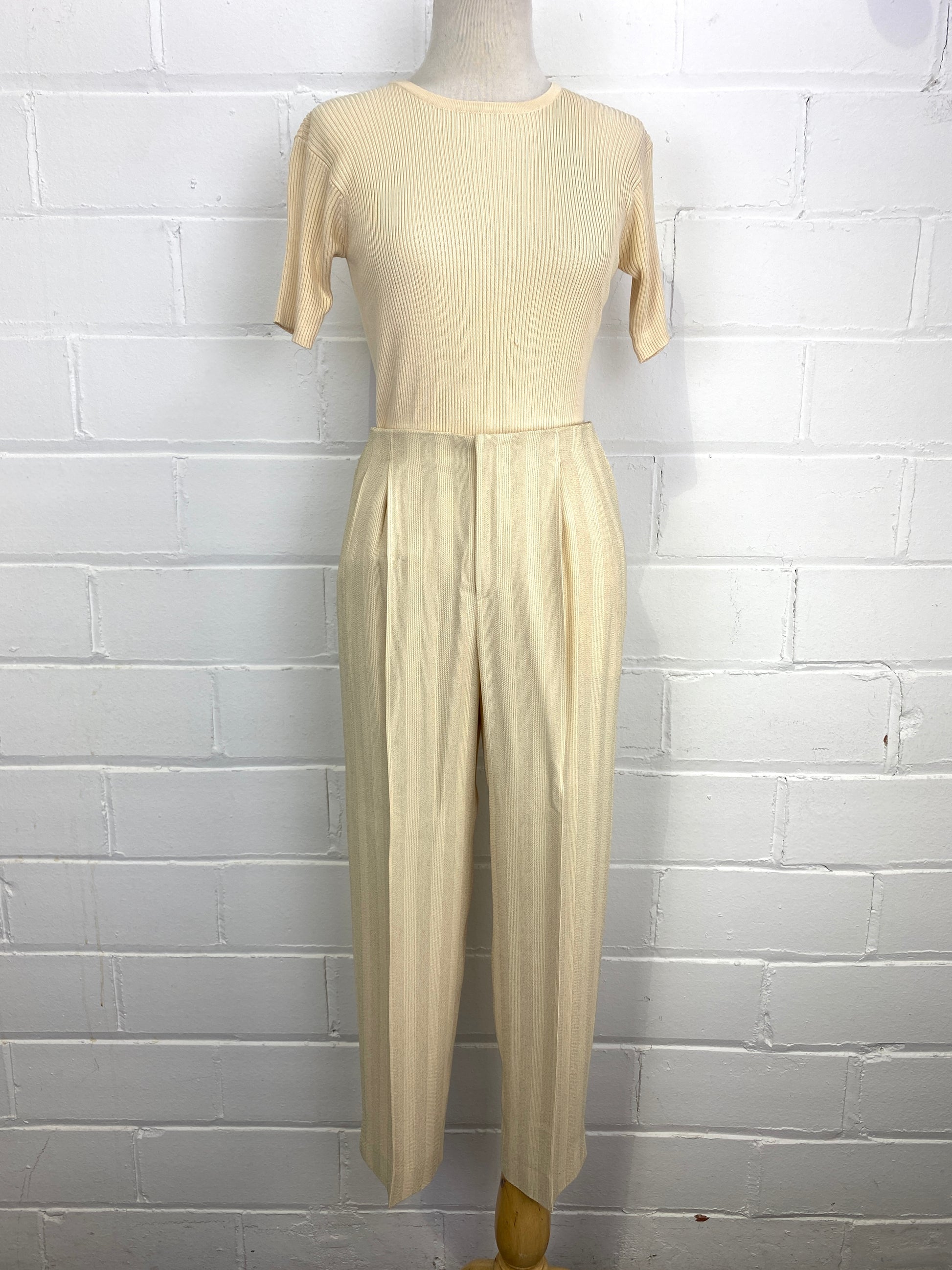 Vintage 80s/90s Cream Pinstripe Ellen Tracy 4-Piece Pant Set, Petite W Ian Drummond Vintage Vintage 80s/90s Cream Pinstripe Ellen Tracy 4-Piece Pant Set, Petite W Ian Drummond Vintage