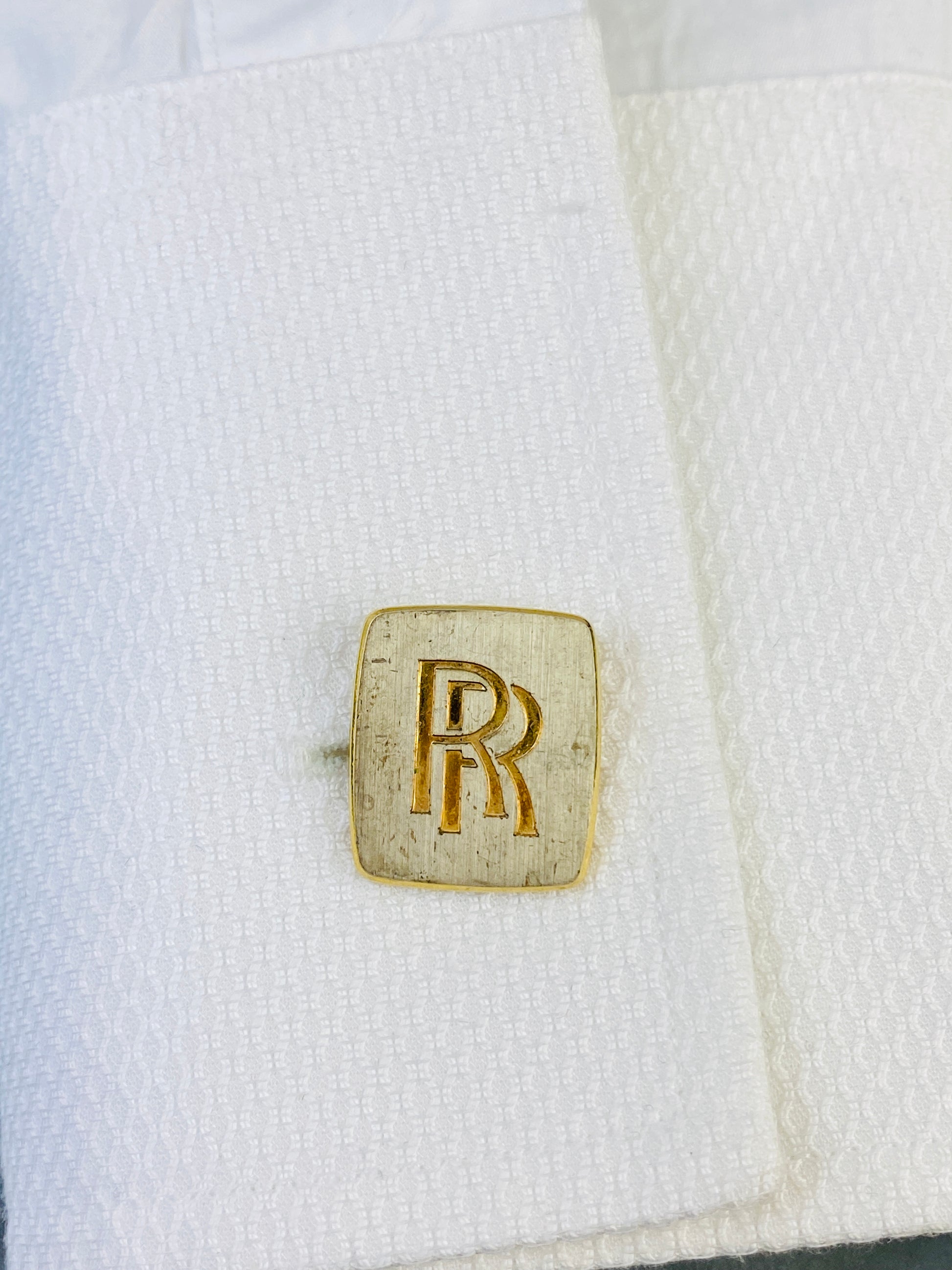 Vintage Rolls Royce 'RR' Gold & Silver Cufflinks & Tie Tack