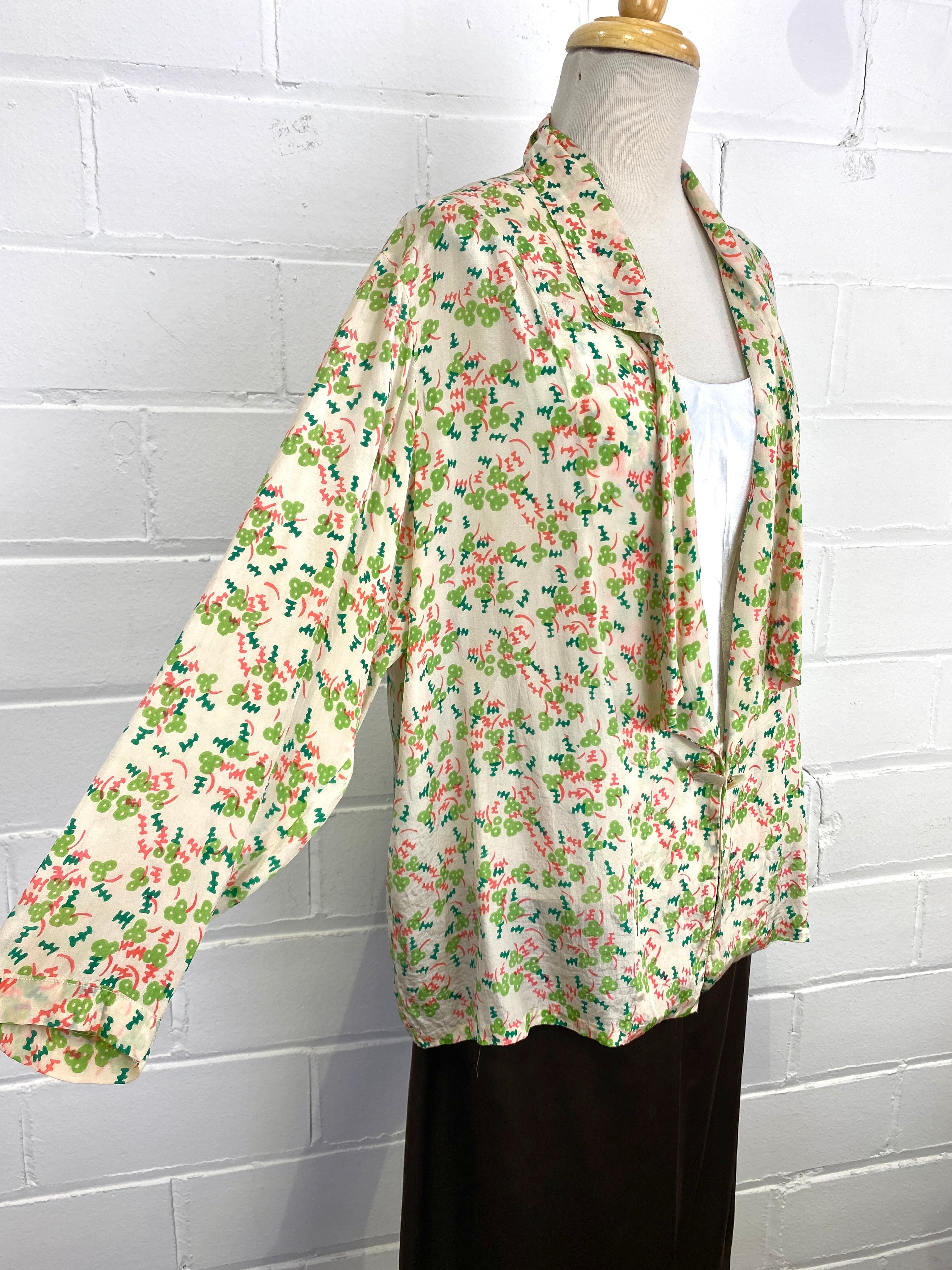 Vintage 1920s Art Deco Print Silk Pyjama Style Jacket – Ian