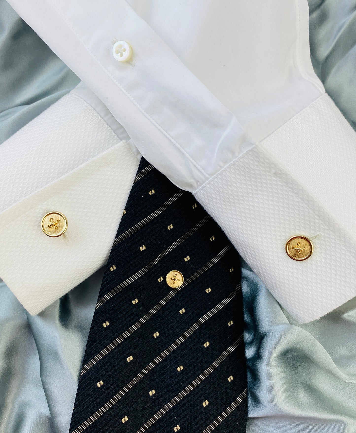 Vintage Gold Button Cufflinks and Tie Tack