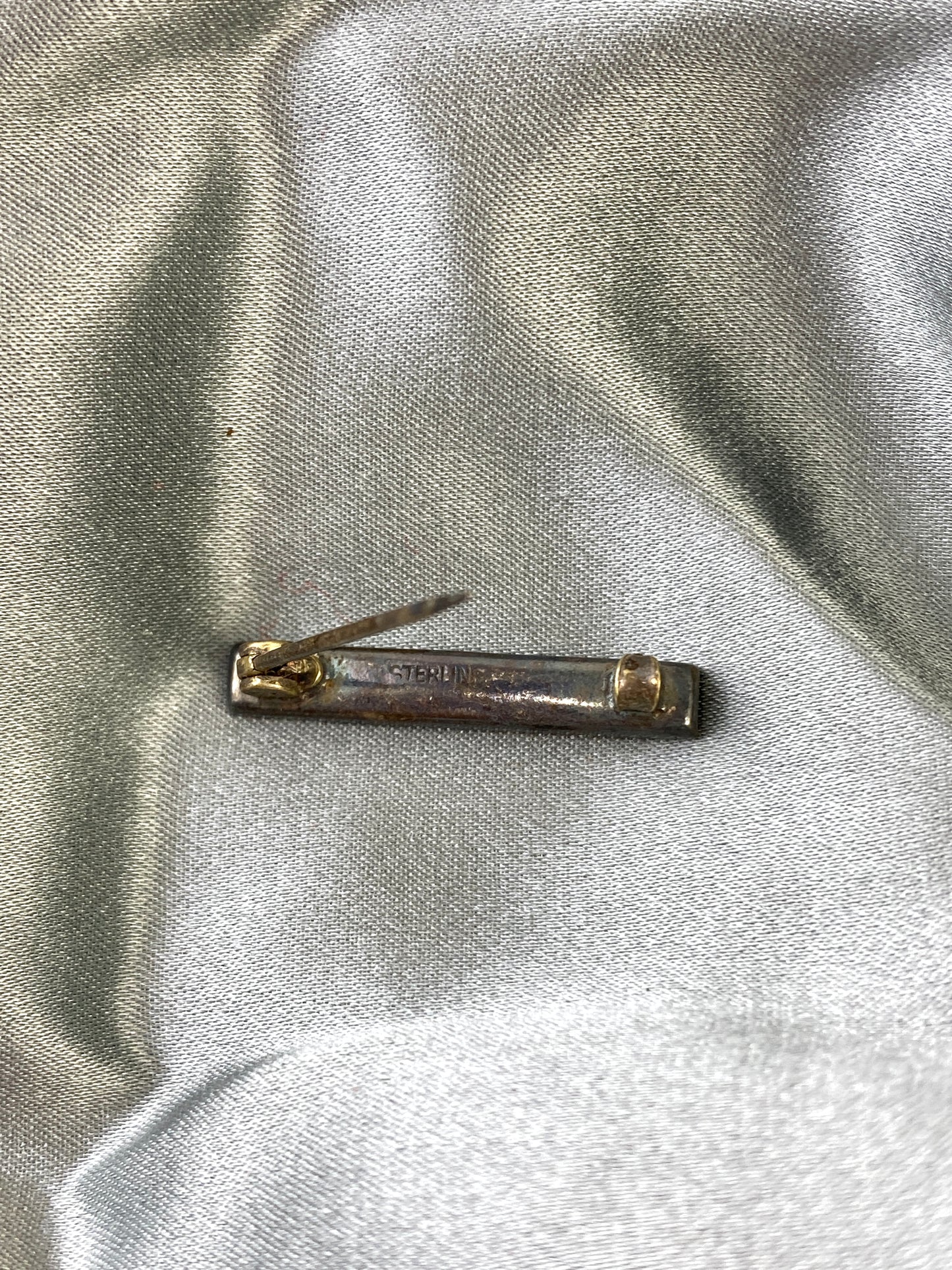 Antique 1910s Rectangular Abalone Shell Silver Lingerie Pins