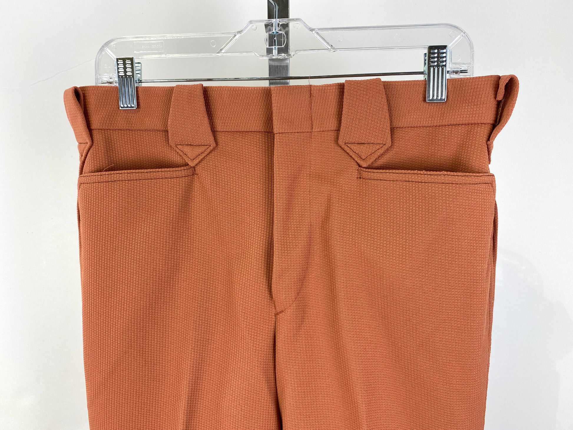 Vintage 1970s Deadstock Lee Polyester Flared Trousers, Men's Rust Slacks, NOS