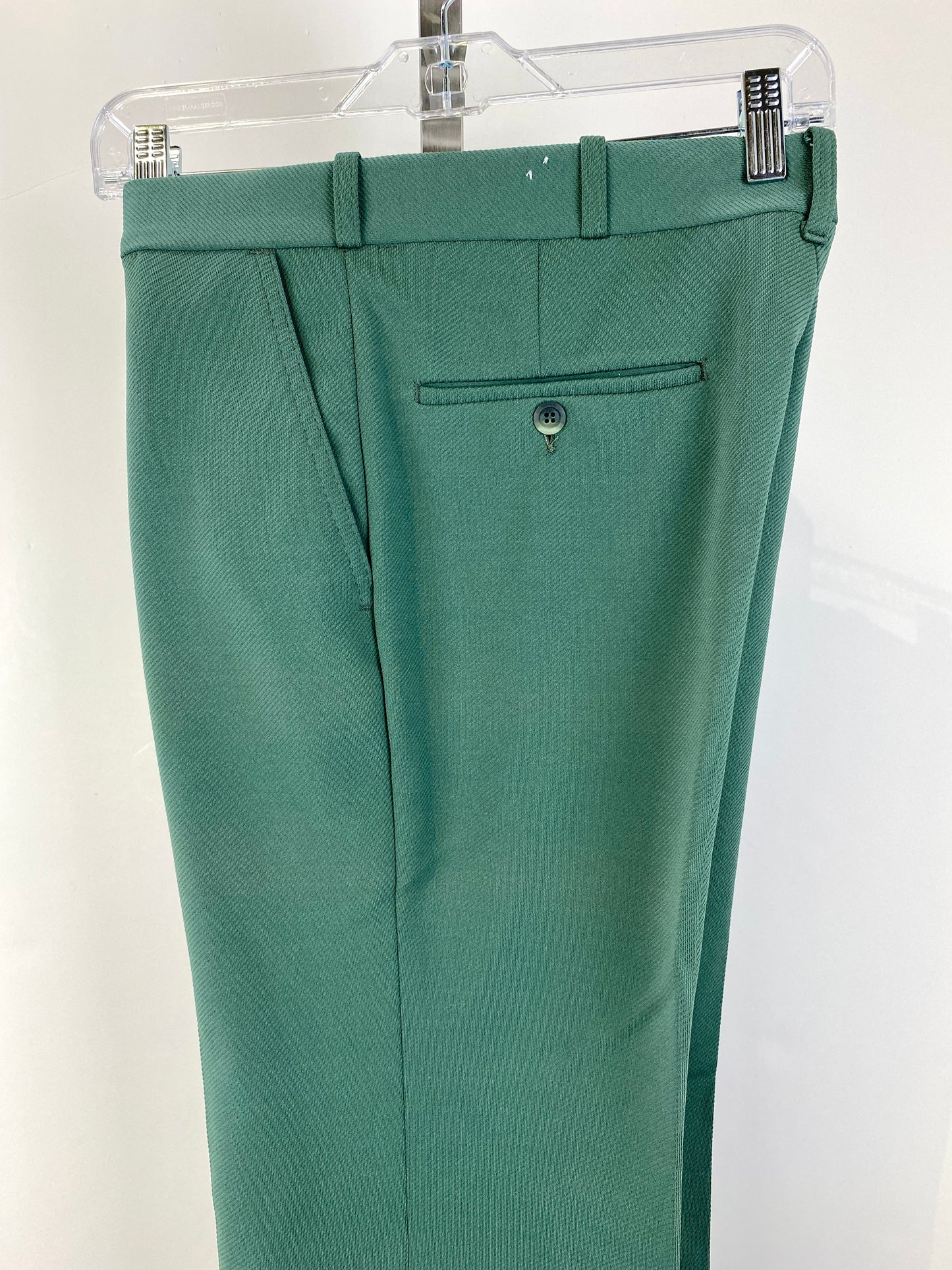Vintage 1970s Deadstock Lee Polyester Flared Trousers, Men's Green Slacks, NOS