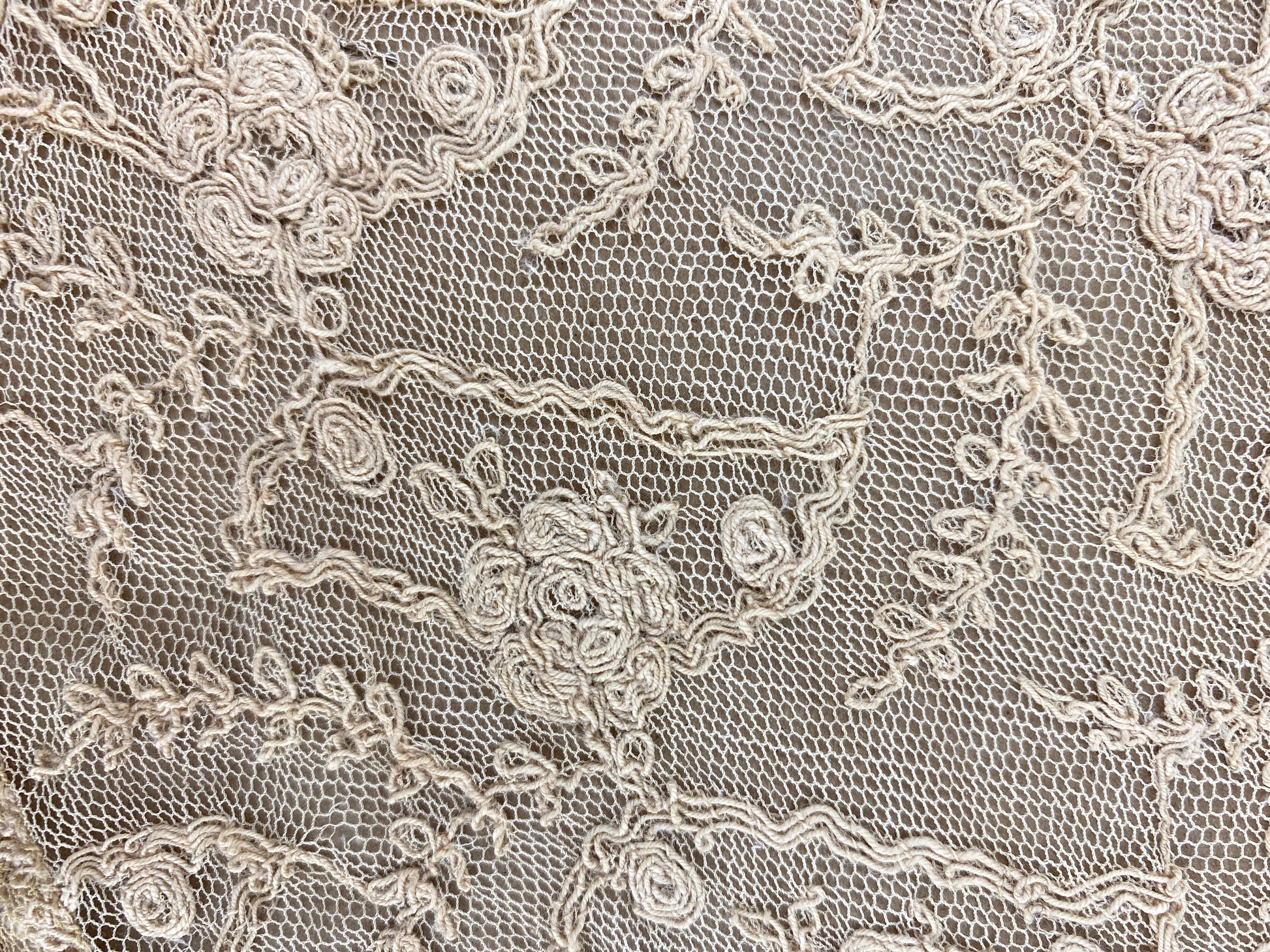 Vintage Handmade Lace Lace Up Cotton & Linen Italy circa 1900