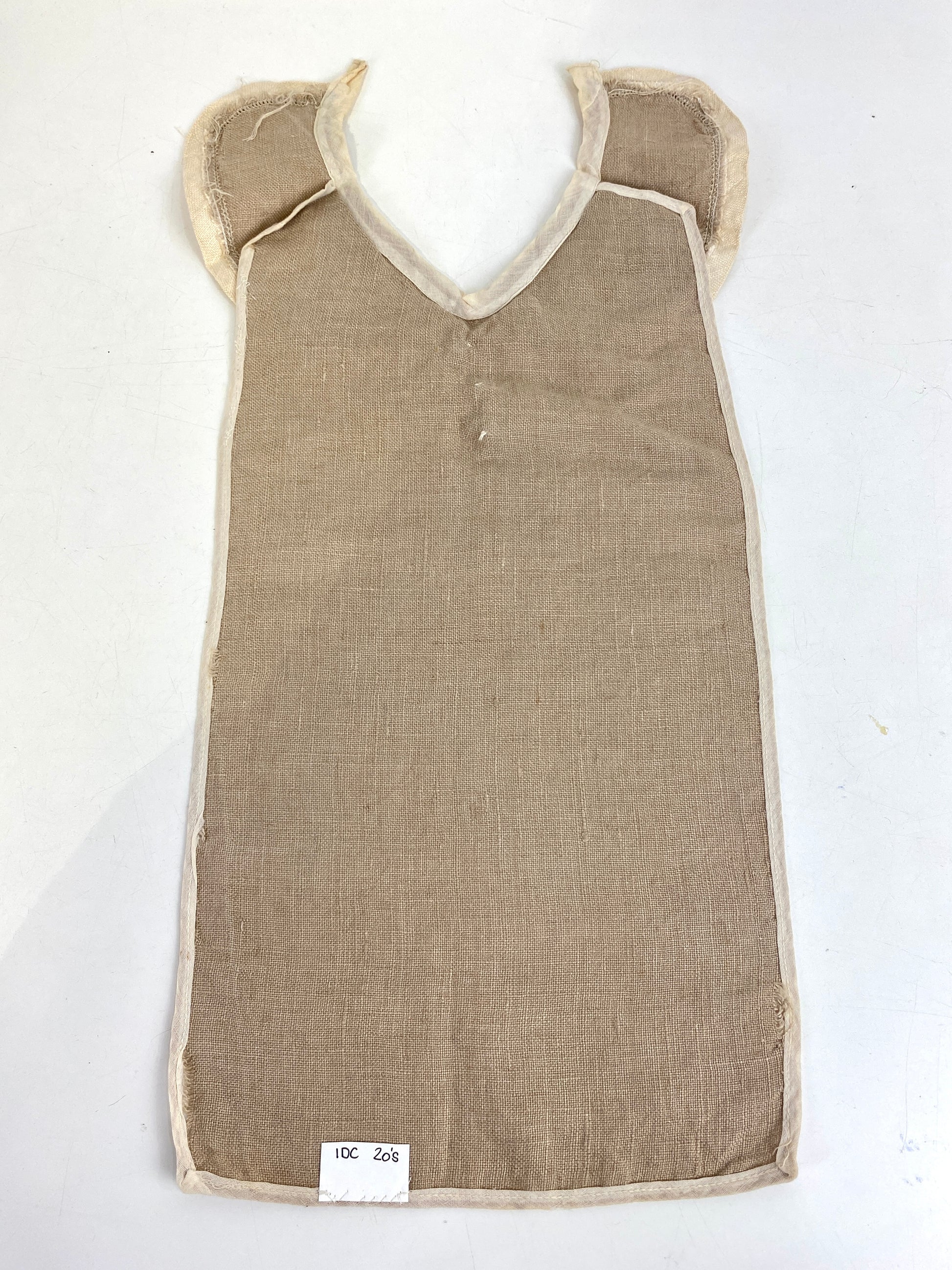 Vintage 1920s Brown Linen Bib with Peter Pan Collar