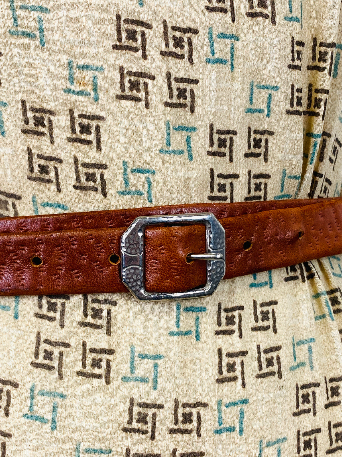 Vintage‎ Art Deco–Style Silver-Tone Waist Cincher Belt – 24” Long Belt, A Vintage, Concho, Stamped, Sterling Silver, First  main image 2