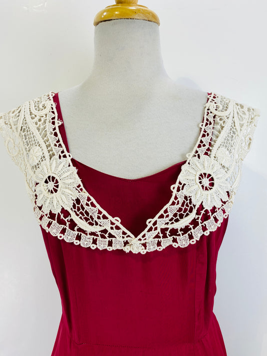 Antique Edwardian White Crochet Lace Collar & Matching Cuffs Set