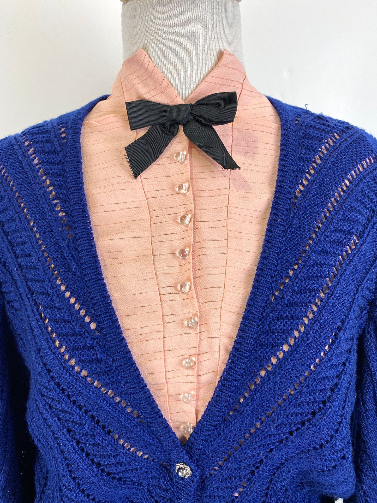 Vintage 1930s Pink Dickie Collar With Bow