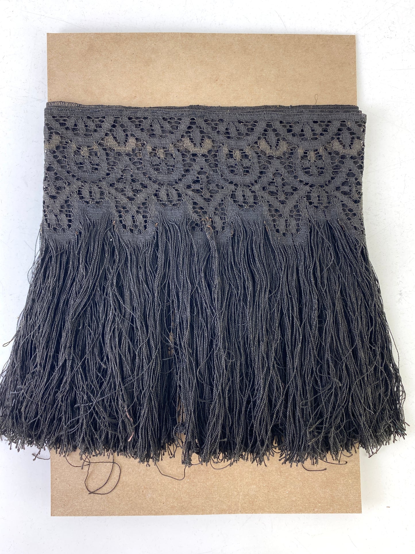Antique Victorian Black Lace Fringe Trim, 2.3m