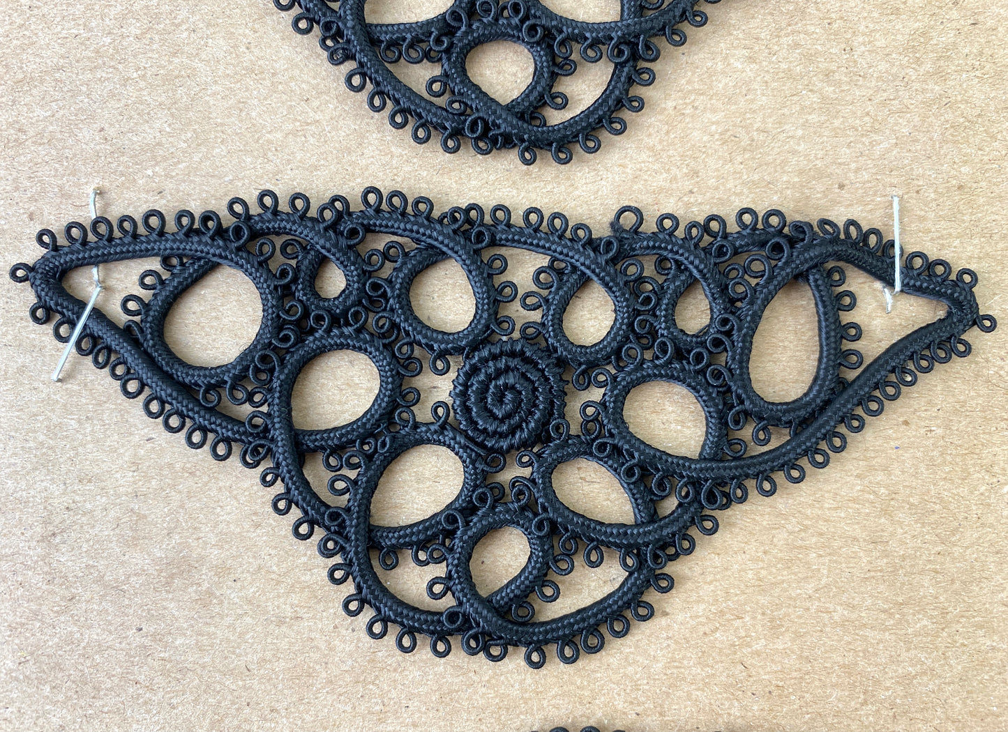 Antique Victorian Black Silk Cord Appliqués, 3 Pieces – Ian