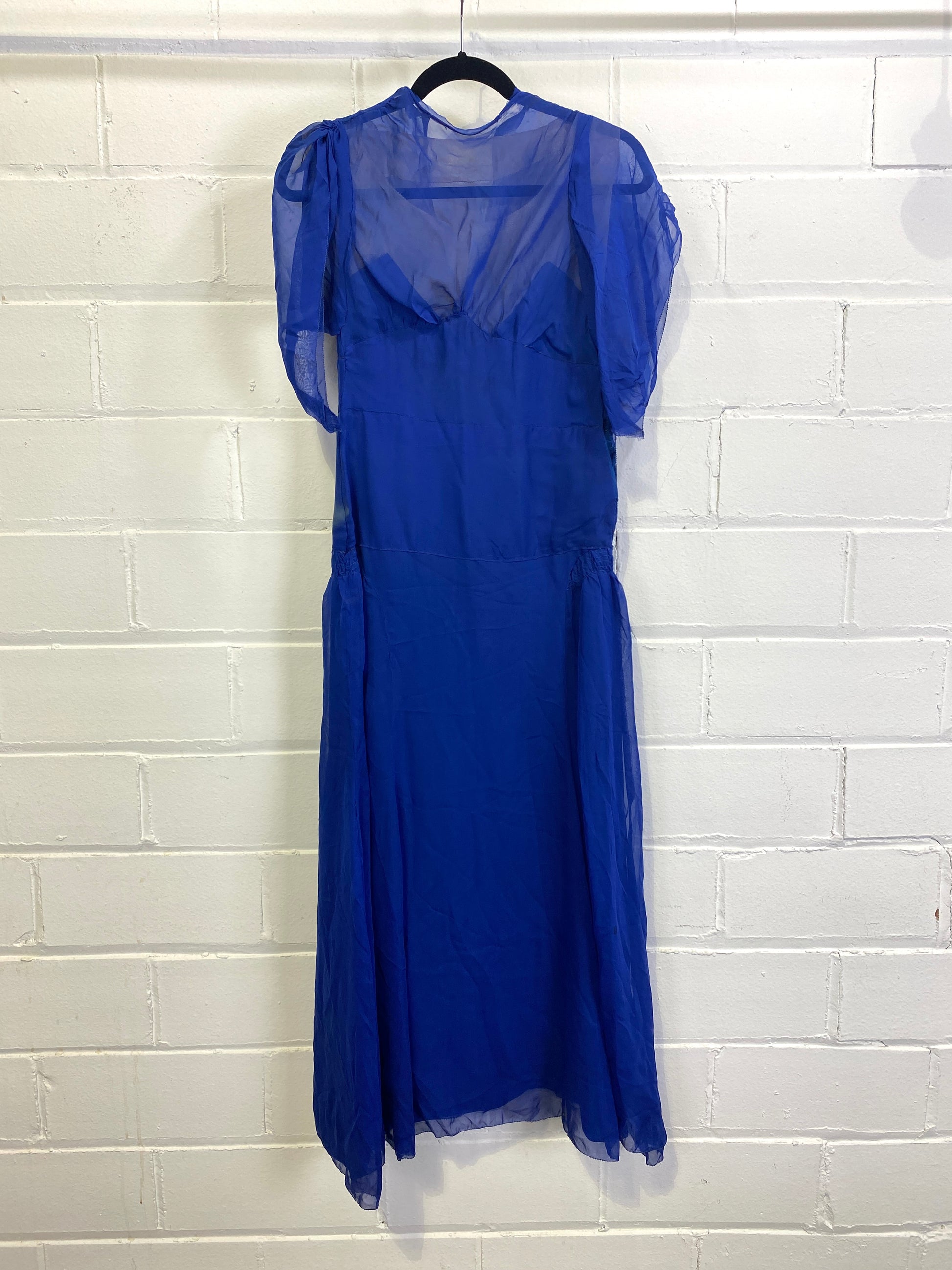 1930s blue dress 1930s Blue Velvet Loretta Bias Dress