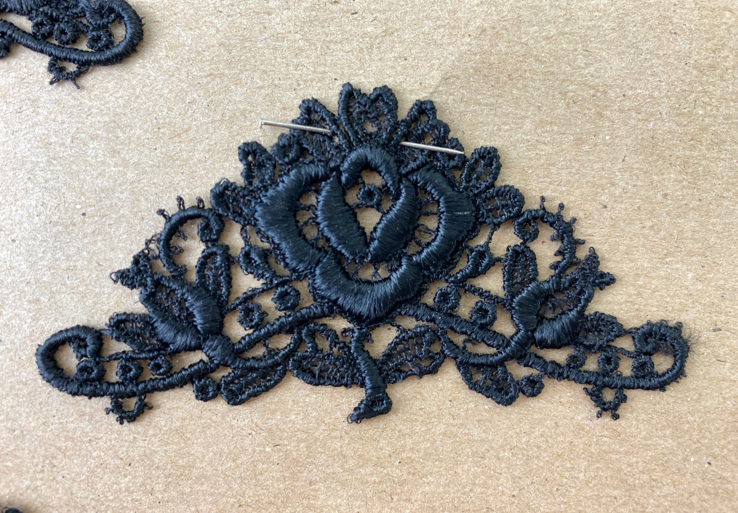 Antique Victorian Black Silk Guipure Appliqués, 35 Pieces