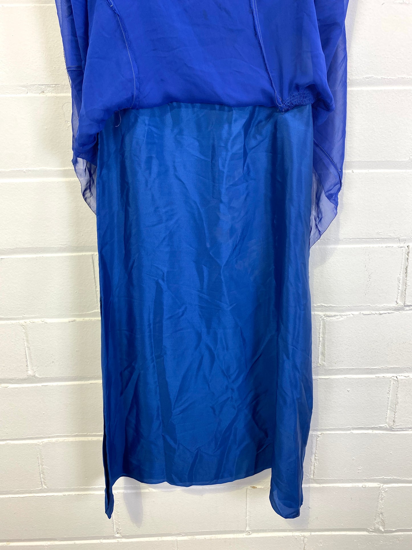 Vintage 1930s Royal Blue Silk Chiffon Dress, B32